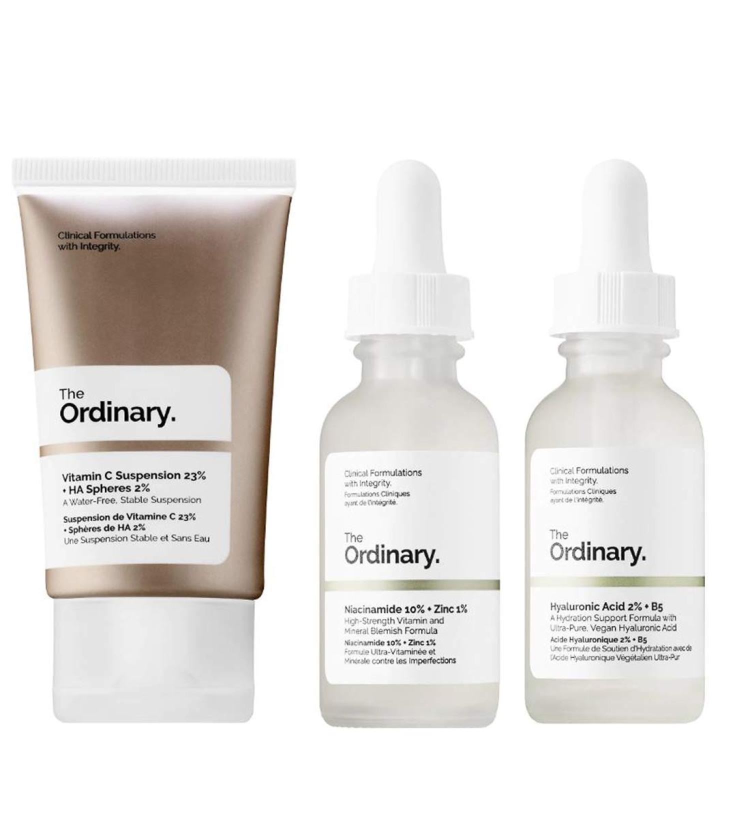 Ultimate Facial Treatment Set: Vitamin C, Hyaluronic Acid, Niacinamide Serums - Brightens, Hydrates, Reduces Blemishes - Vegan, Paraben & Cruelty Free - Buy Online on GoSupps.com