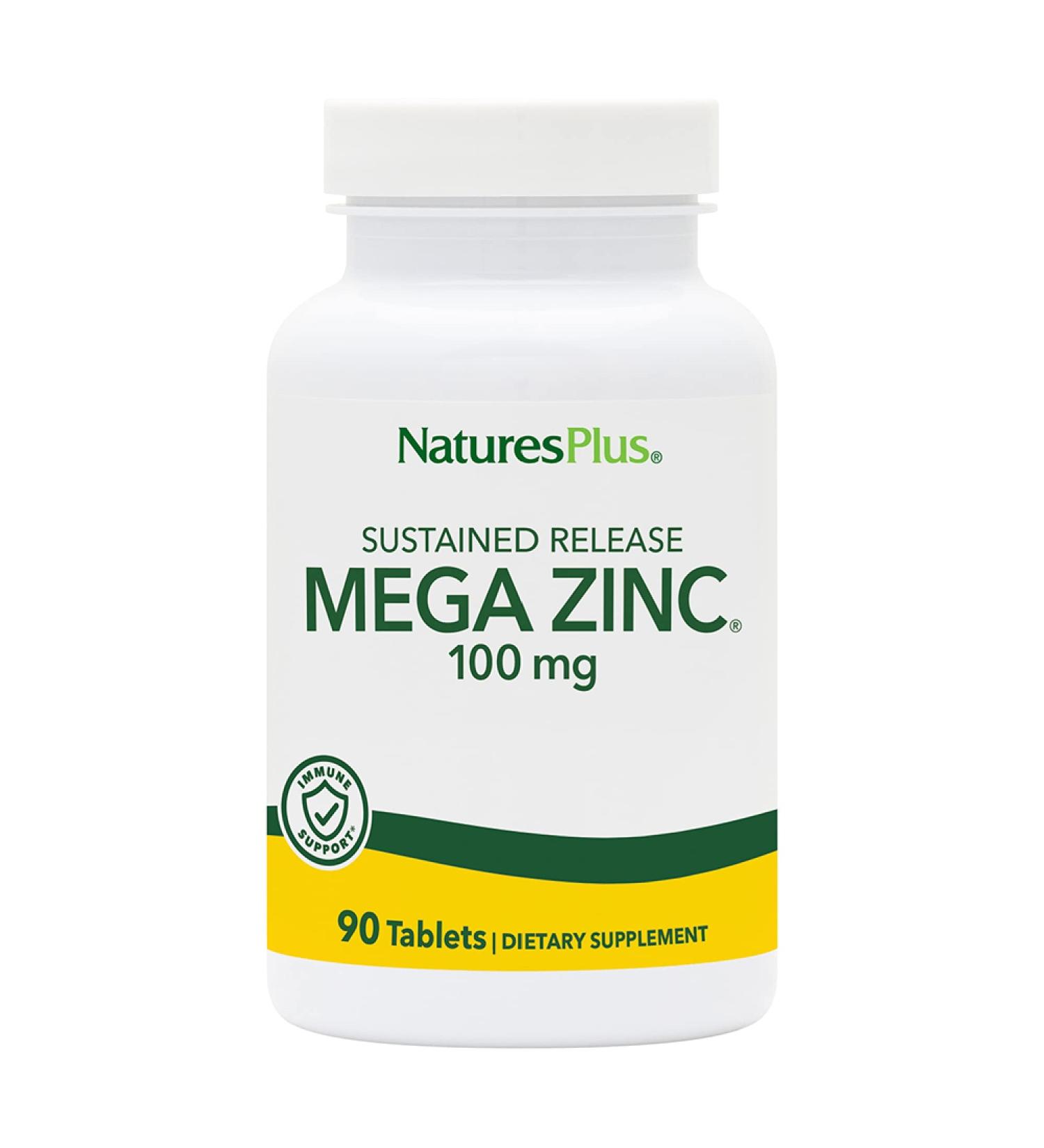 Nature's Plus Mega Zinc 100 mg - 90 Tablets | Premium Immune Support & Health - Buy Online on GoSupps.com