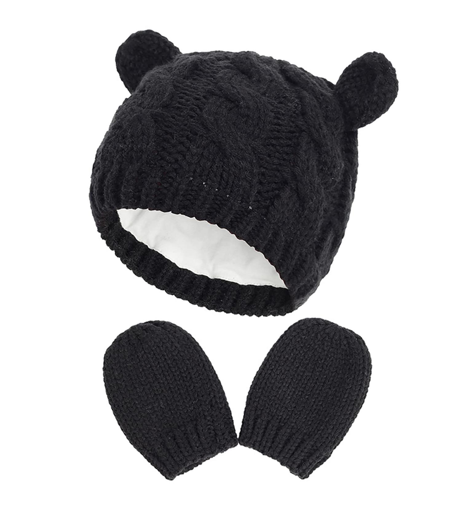 XYIYI Newborn Baby Winter Beanie Hat Mitten Set | Infant Toddler Warm Knitted Glove Set 6-18 Months - Buy Online on GoSupps.com
