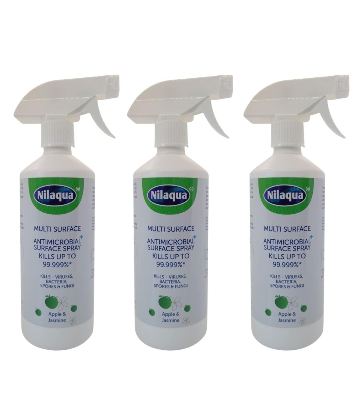 Nilaqua Surface Spray Apple and Jasmine Scented Multi-Purpose and Bleach Free Kind To Surfaces and Non-Tainting 500ml Trio Pack 500 ml (Pack of 3) - Buy Online on GoSupps.com