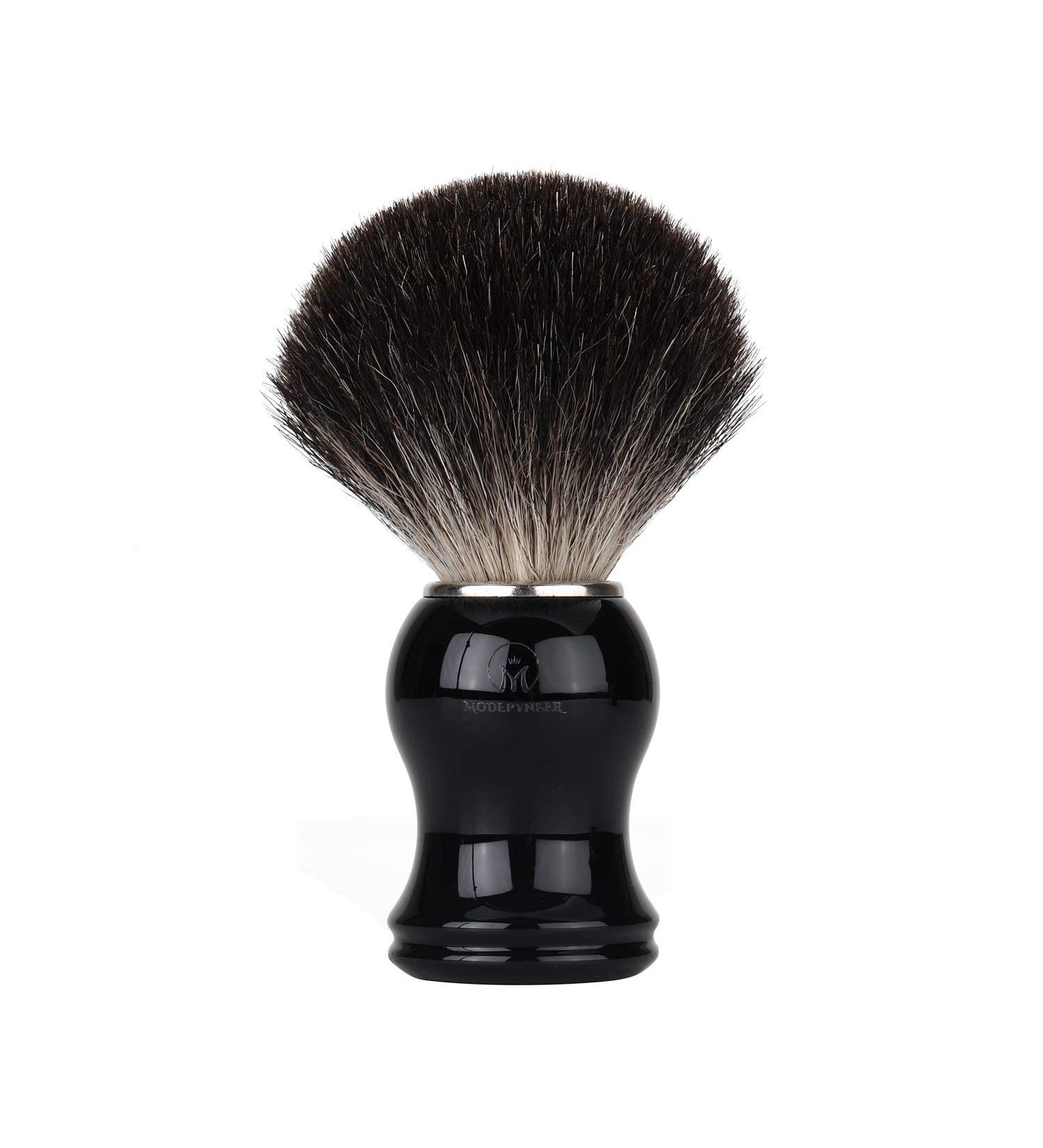 Premium Handmade Badger Hair Shaving Brush with Walnut Handle - Ideal for Wet Shaving | Stainless Steel Base - Black Color - Buy Online on GoSupps.com