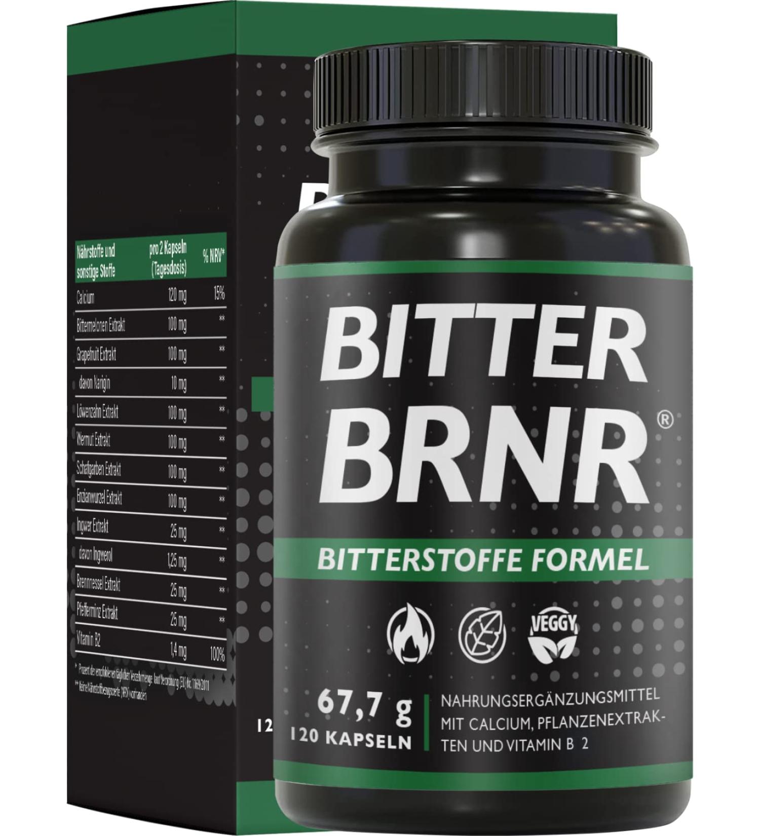 Bitter Brnr Bitter Fabrics Formula & Metabolism Complex | 120 Capsules | Vitamin B2 & Digestive Enzymes | International Shipping - Buy Online on GoSupps.com