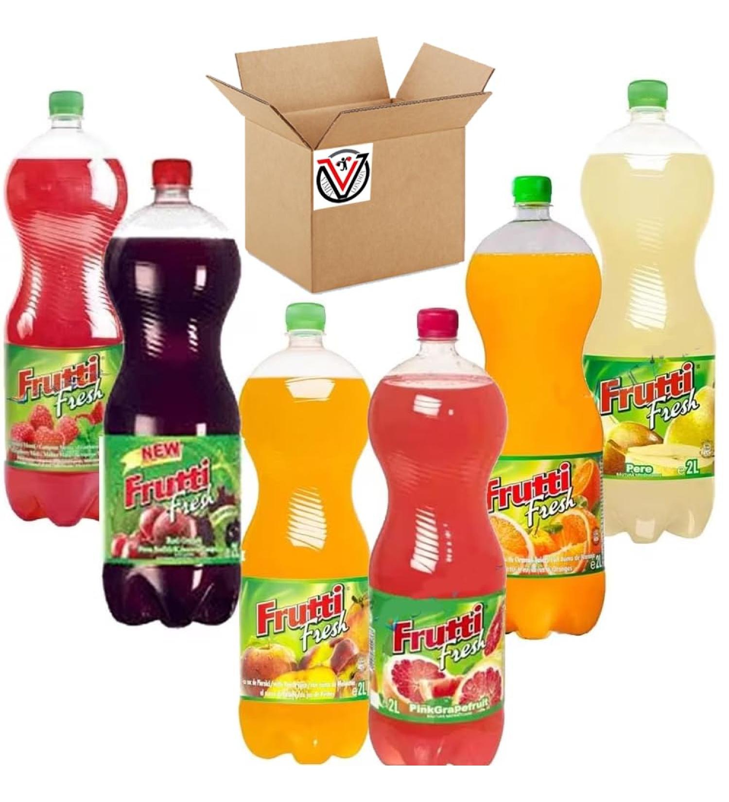 Random Mixed Fruti Fresh Drink 2L - Random mixed From T-Fruitti Orange Peach Raspberry & Mint Pear Grapefruit Red Grape Flavours (06 Mixed)