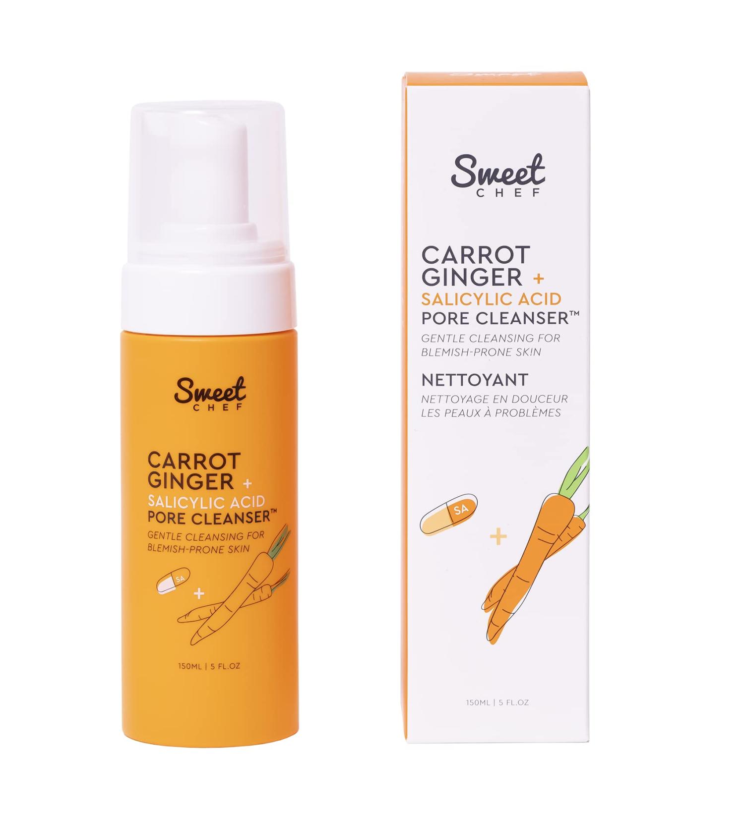 Sweet Chef Carrot Ginger + Salicylic Acid Pore Cleanser - Foaming Face Wash for Blemish Prone Skin (5 fl oz) - Buy Online on GoSupps.com