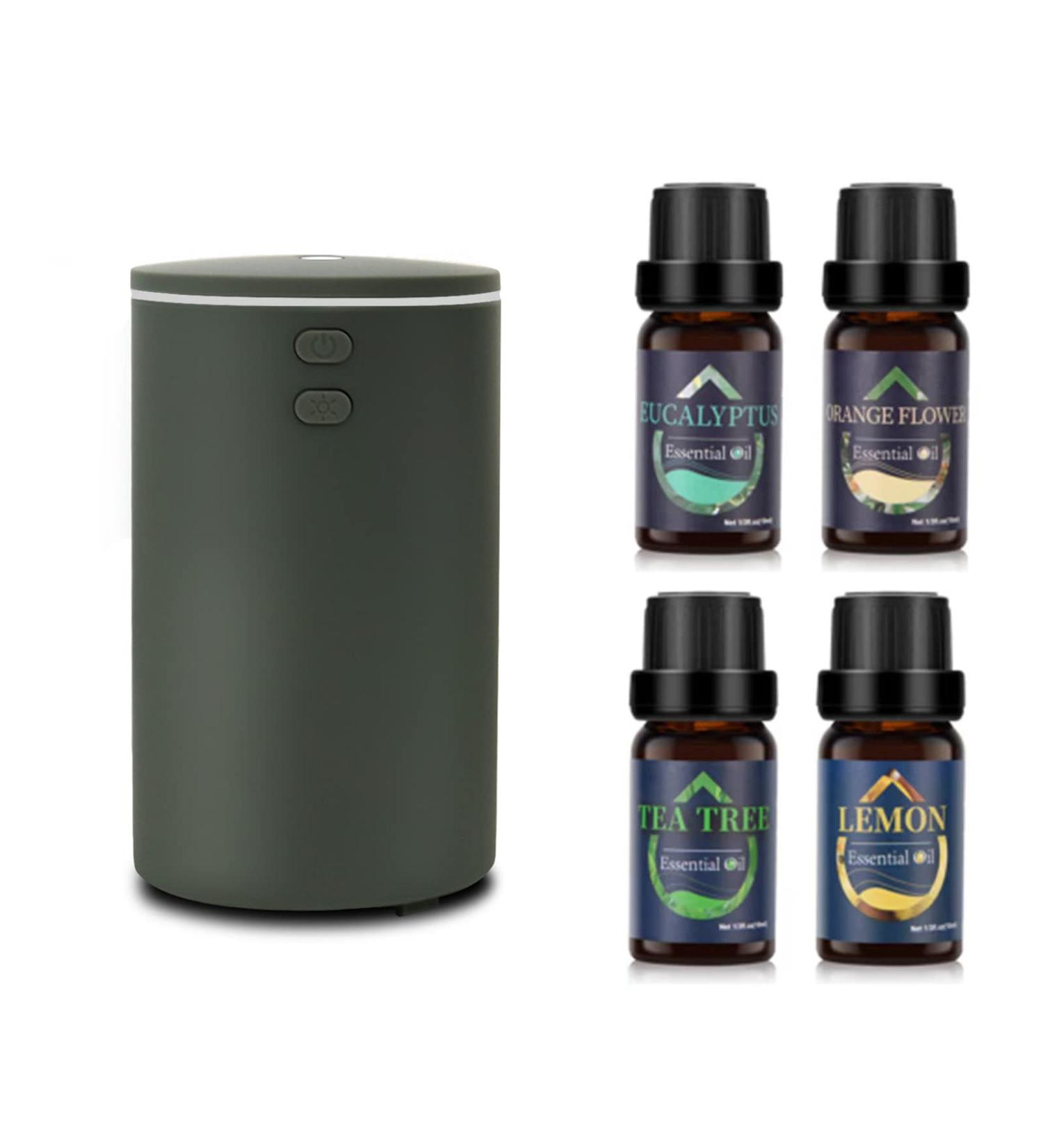 Premium Aroma Diffuser with 4 Essential Oils - Mini USB Ultrasonic Humidifier 60ml 7 Color LED Quiet Operation & Auto Shut-off - Buy Online on GoSupps.com