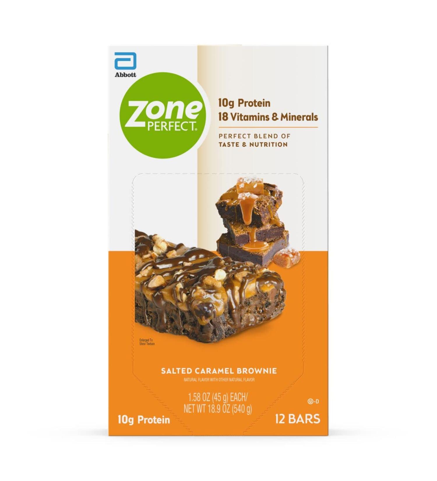 ZonePerfect Salted Caramel Brownie Protein Bars - 10g Protein, 18 Vitamins & Minerals - Nutritious Snack Bar - 36 Count - Buy Online on GoSupps.com