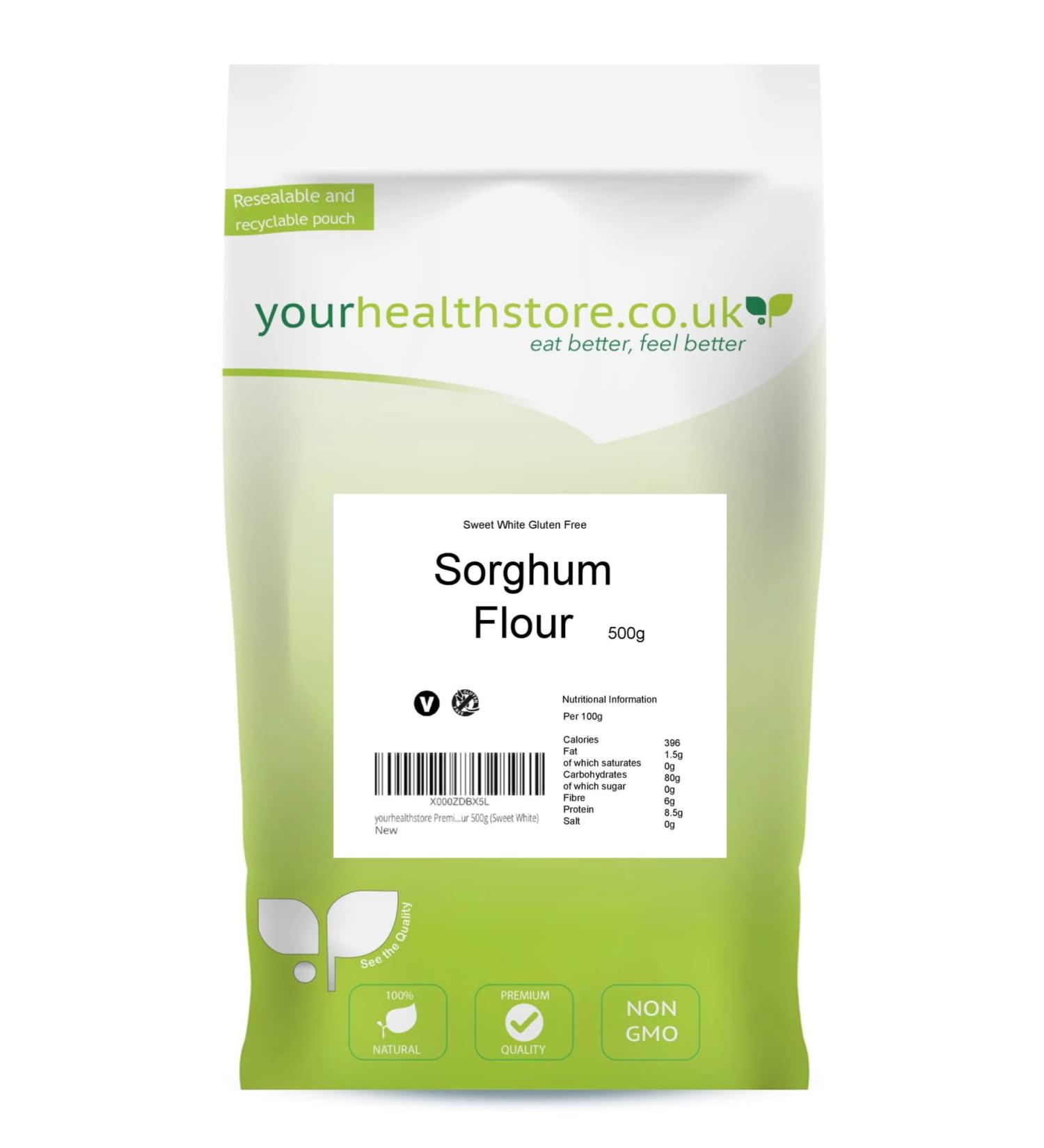 yourhealthstore Premium Whole Grain Gluten Free Sorghum Flour 500g (Sweet White)