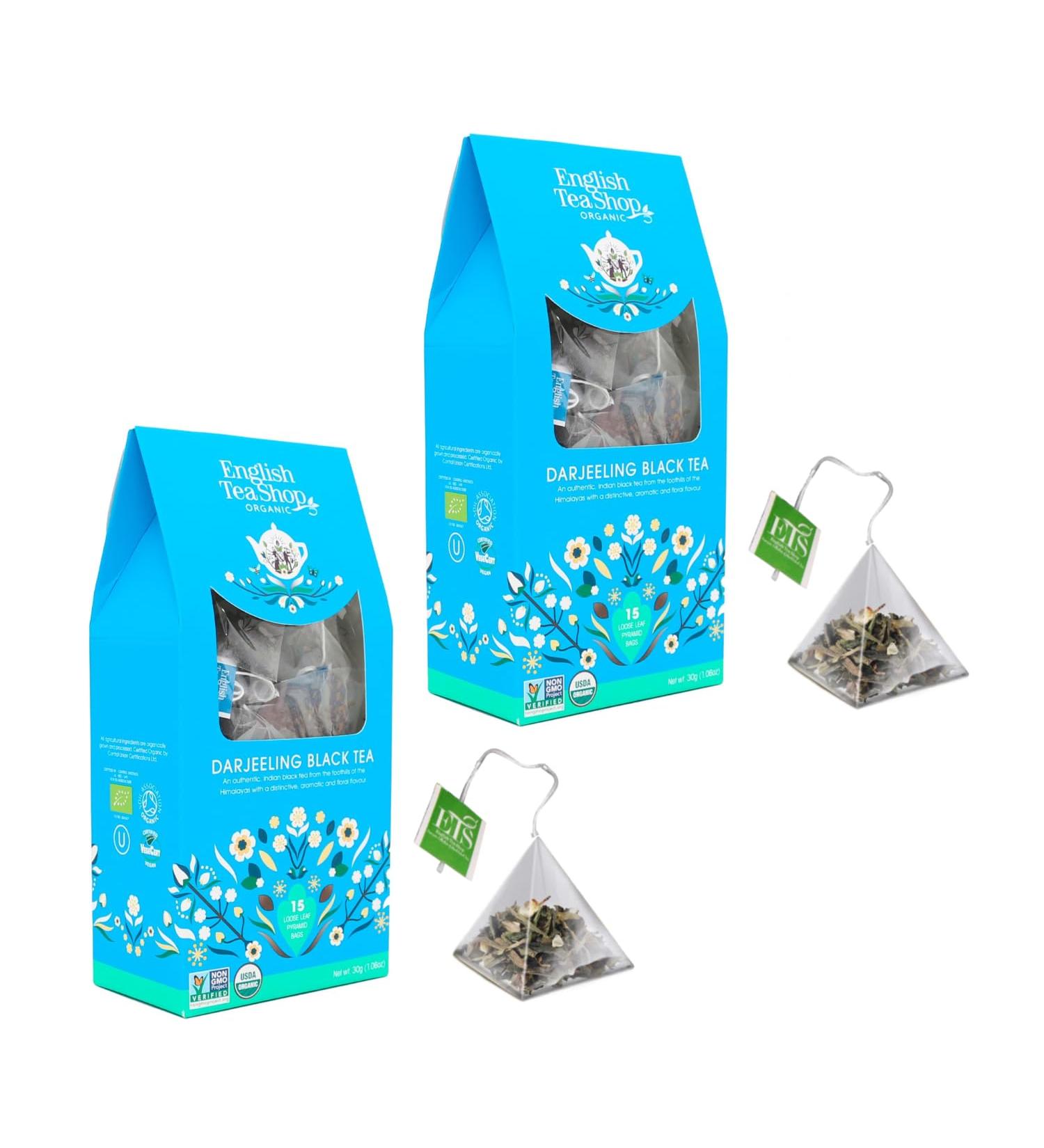  English Tea Shop English Tea Shop | Black tea Darjeeling India in an ecological box | Organic black tea Bengal tea Darjeeling Floral Aroma - 2 x 15 Pyramid Infusers - Buy Online on GoSupps.com