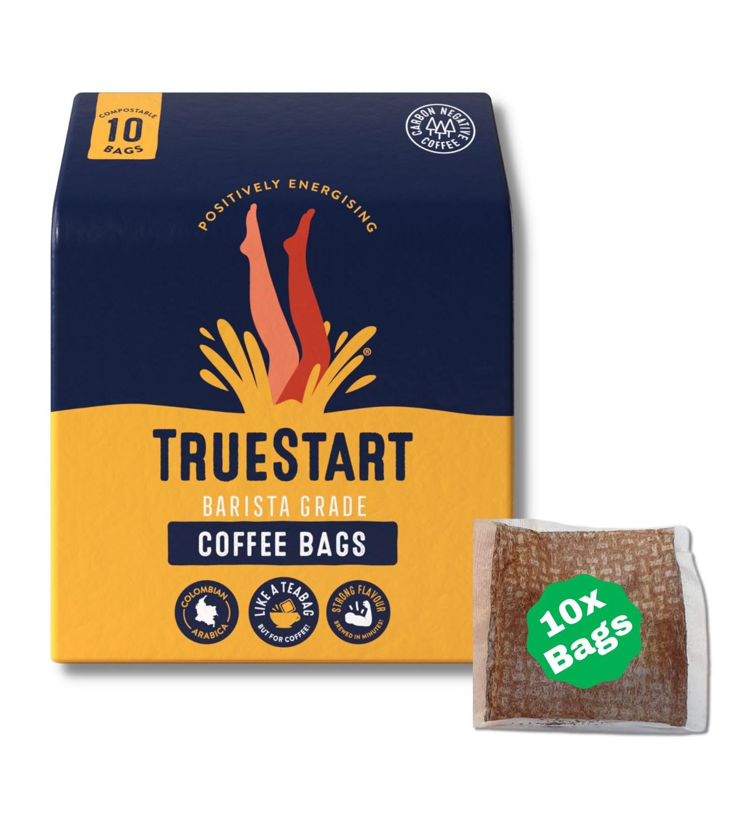 TrueStart Barista Coffee Bags - Energising Colombian Arabica - Biodegradable Quick Brew - 10 Bags - Buy Online on GoSupps.com