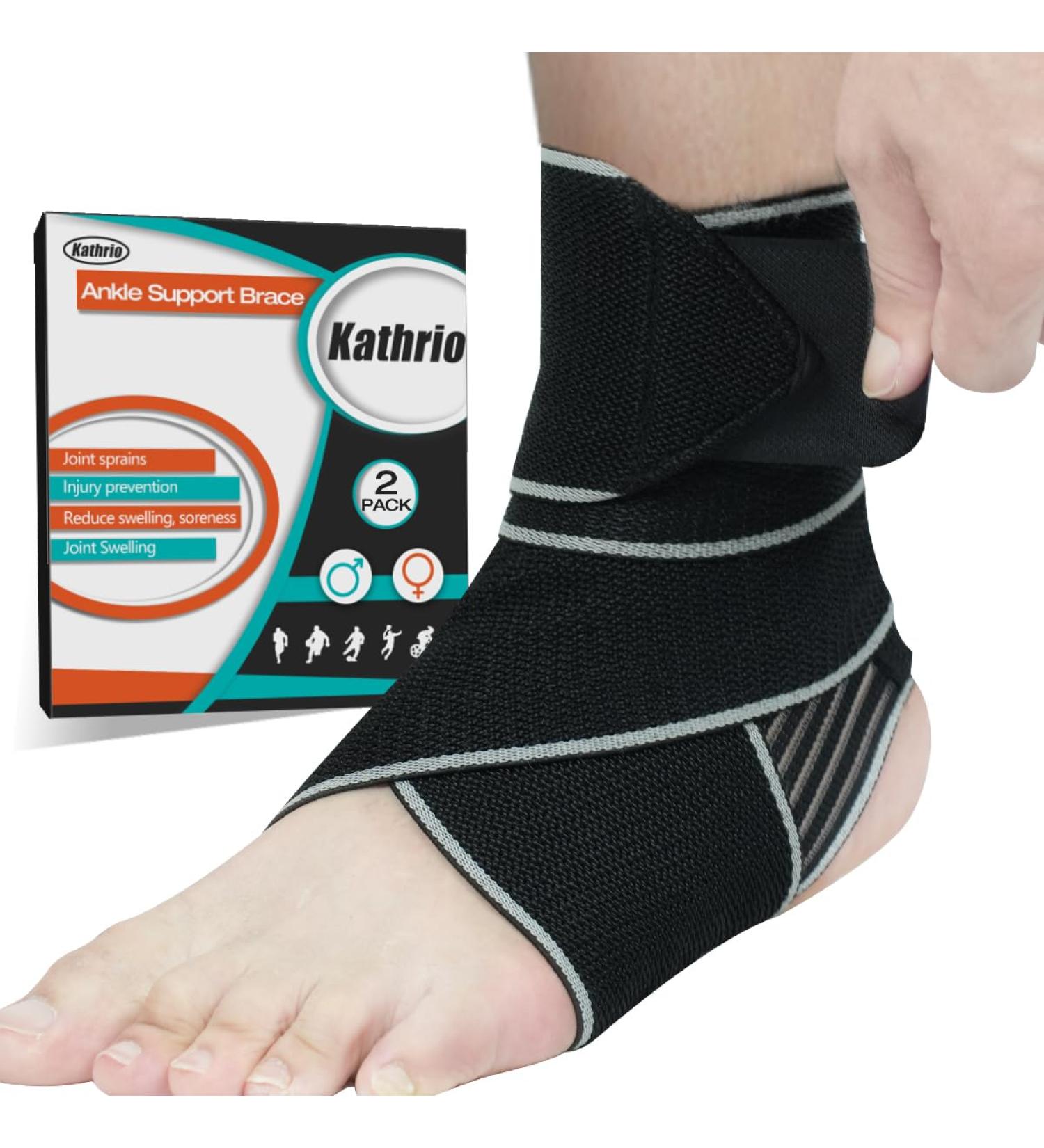 Ankle Brace for Men & Women - Adjustable Compression Sleeve for Tendonitis Sprains & Sports Protection (Gray - Buy Online on GoSupps.com