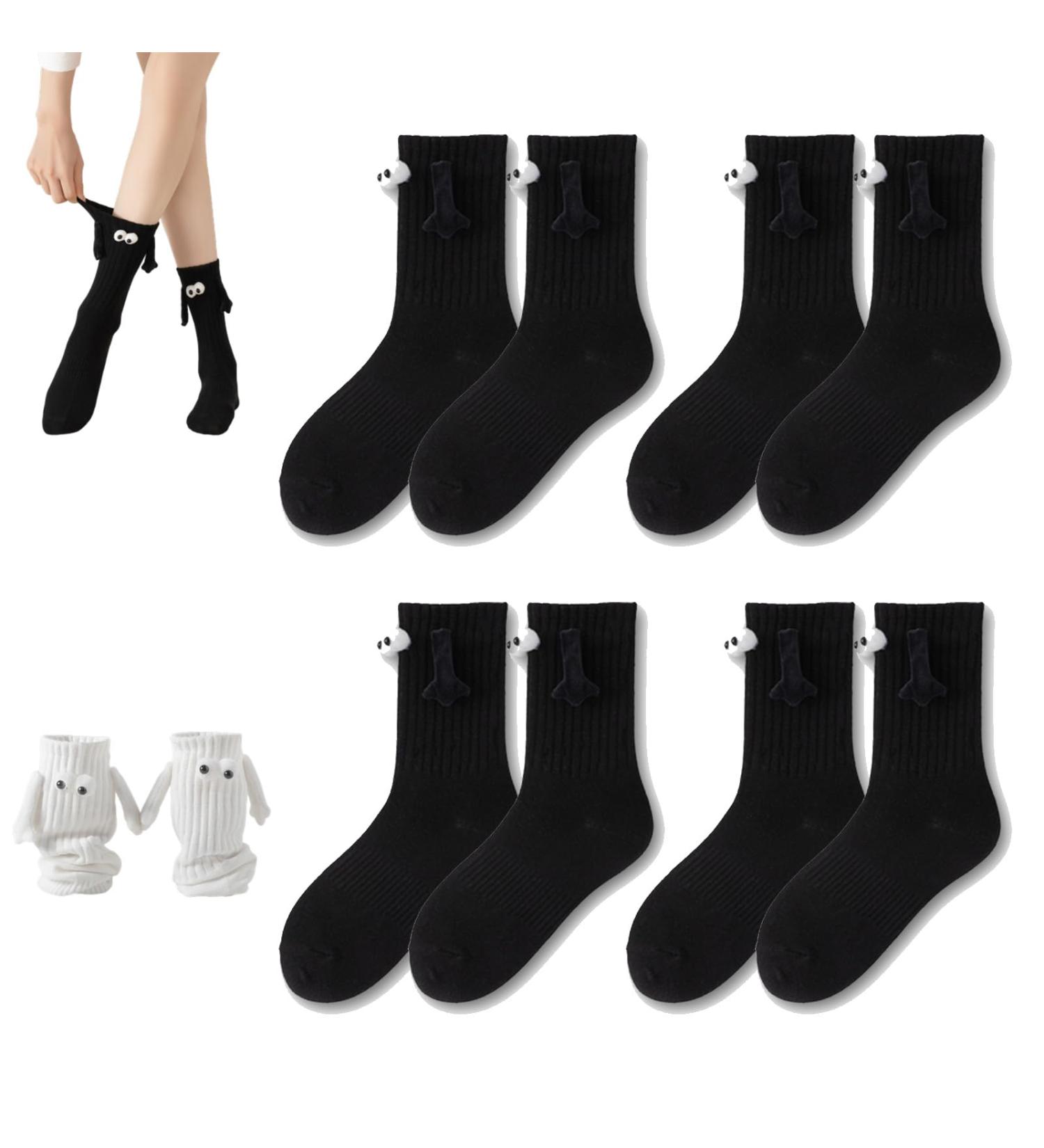 Magnetic Hand Socks Couple Holding Hands Mid-Tube Doll Socks - 4 Pcs Black - Buy Online on GoSupps.com