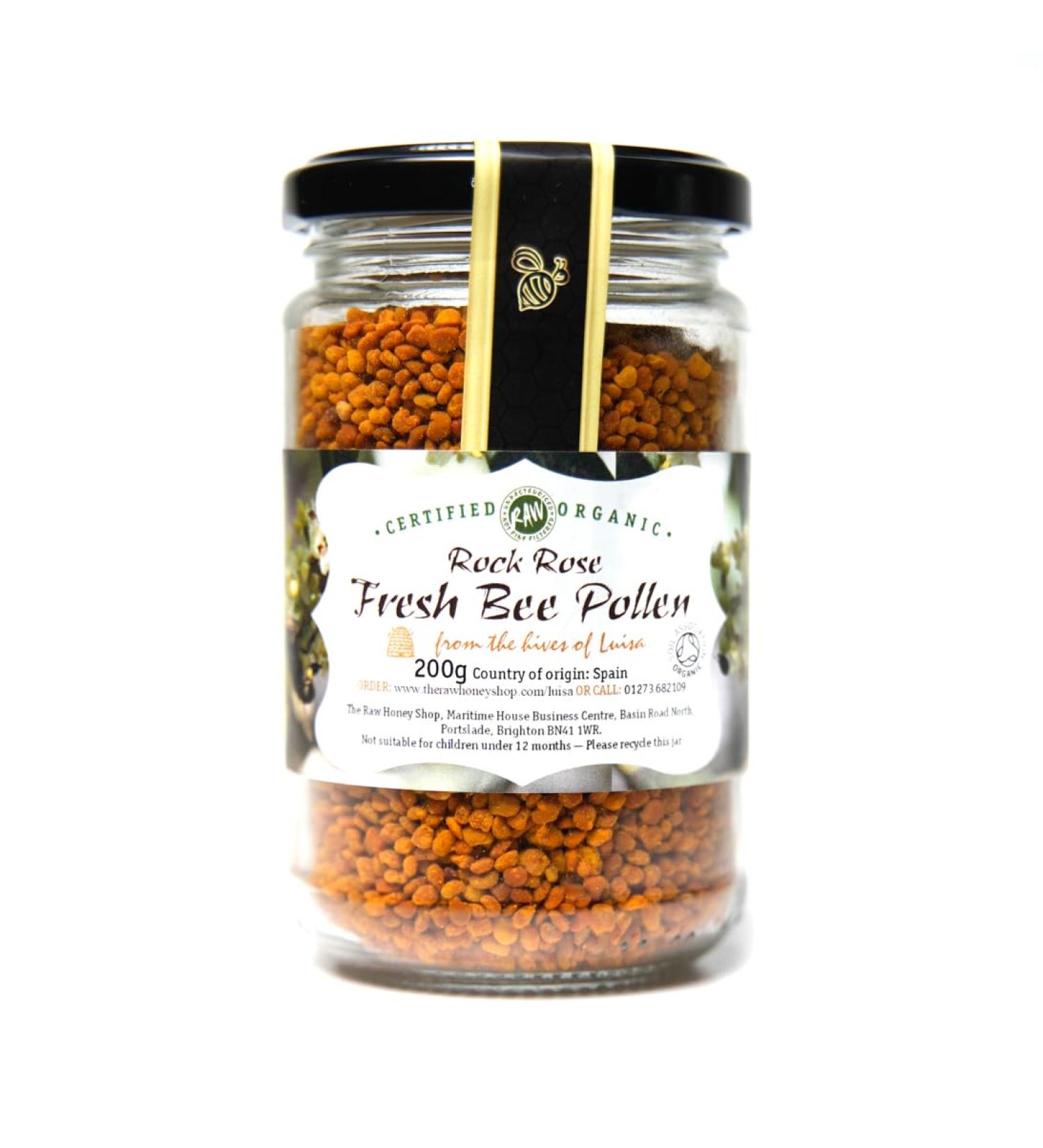  The Raw Honey Shop Fresh Raw Organic Bee Pollen Granules 200g Pure Natural and Raw Supports Health and Immunity No Artificial Additives Unheated and Unprocessed - Buy Online on GoSupps.com