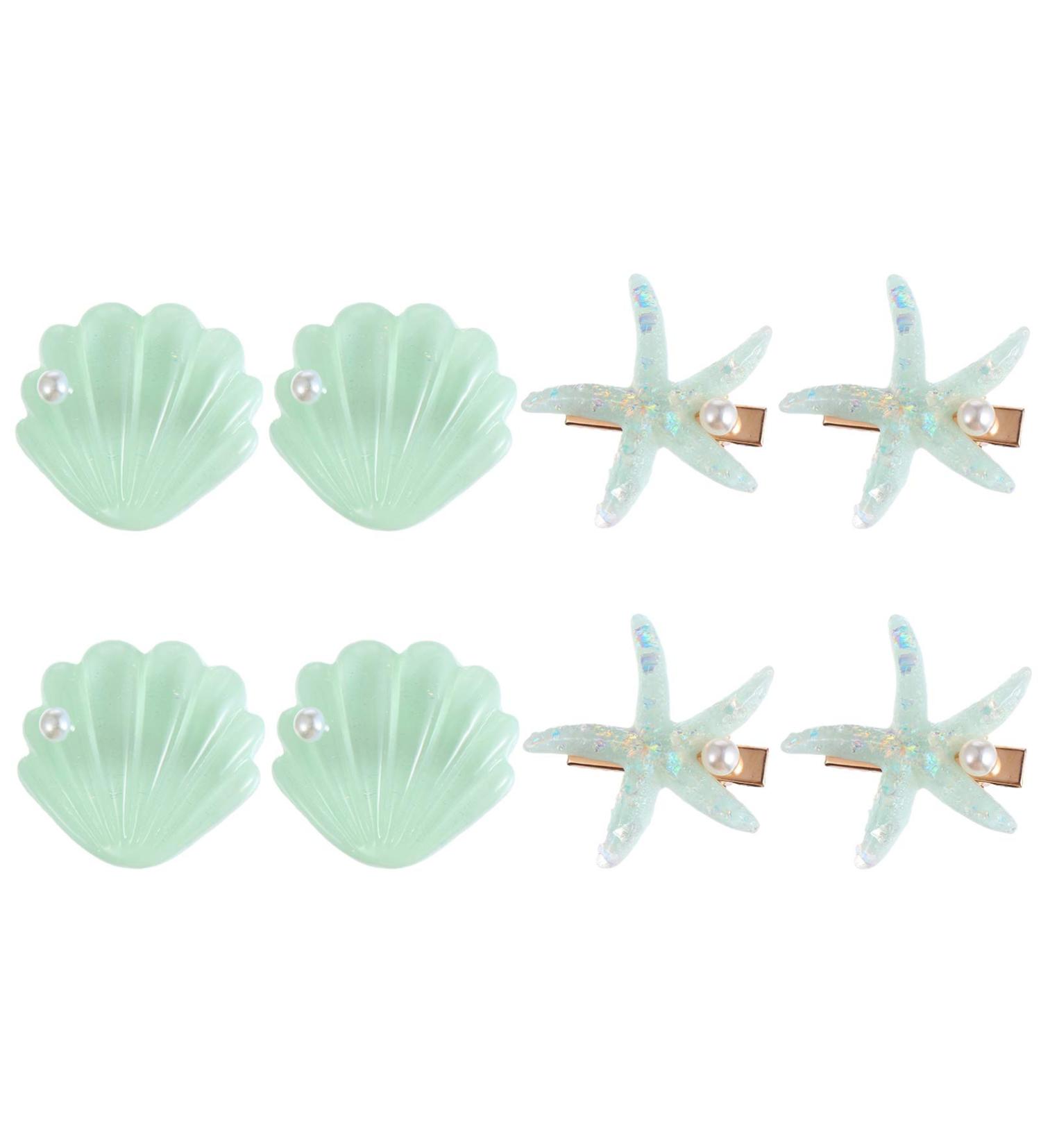 BaUpretty 8pcs Light Green Shell Hairpins for Kids | Alloy Hair Clips & Beach Accessories - Buy Online on GoSupps.com