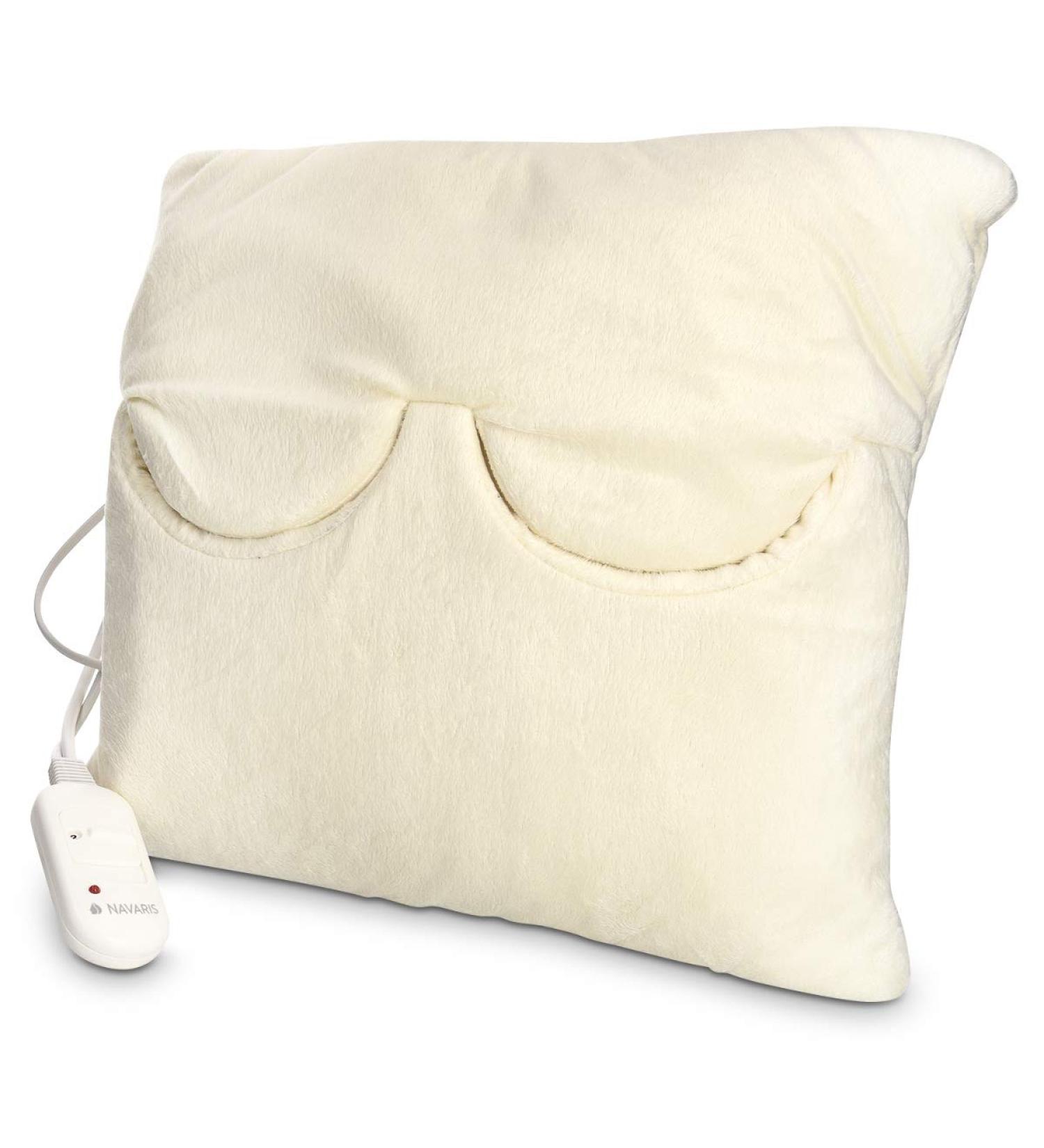 Navaris 2in1 Electric Heating Cushion & Foot Warmer - Washable 38x38cm 2 Heat Levels 45W - Cream Heat Pillow for Back Neck Shoulder & Feet - Buy Online on GoSupps.com