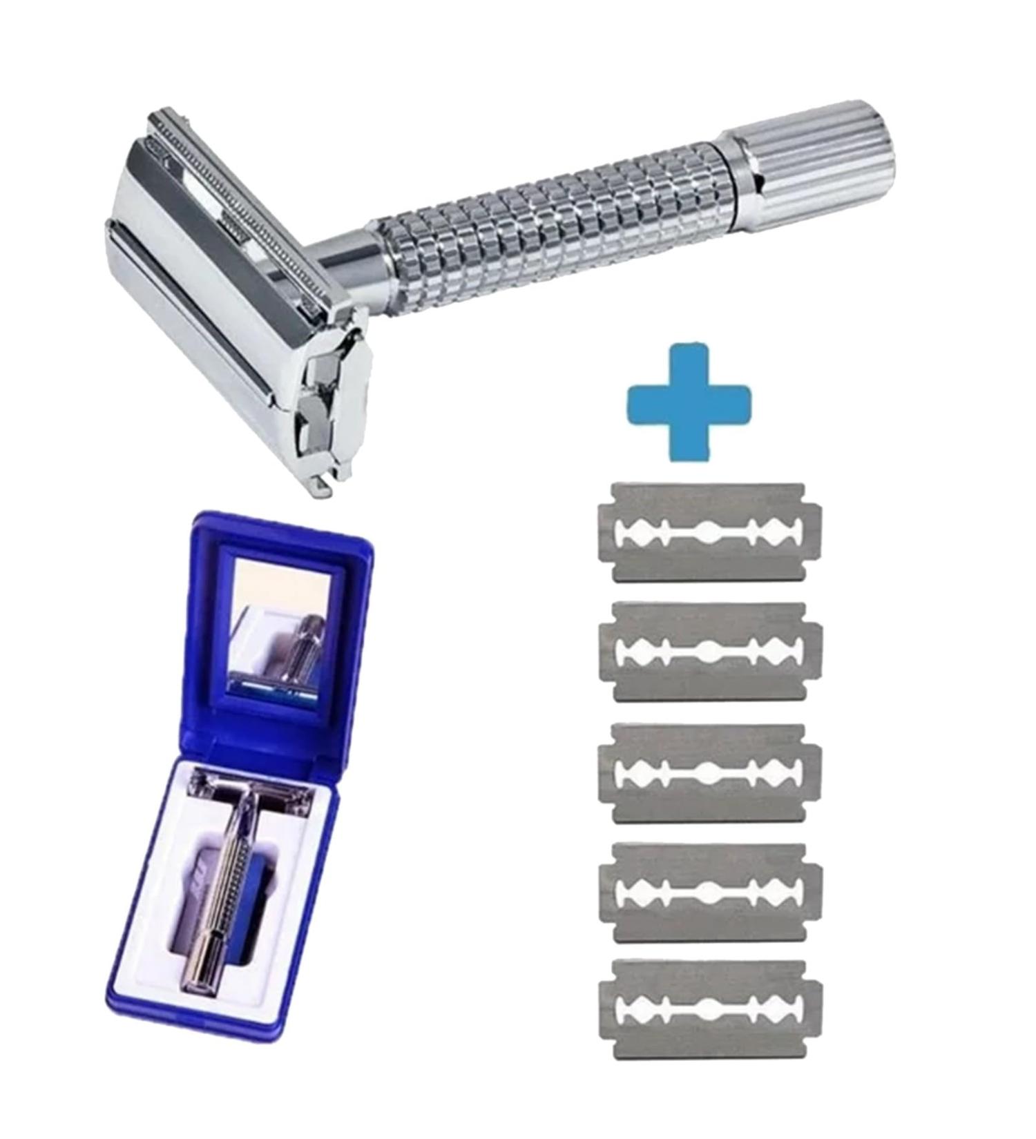 Buy Vintage RASUR Stainless Steel Safety Razor for Men | Dual Edge Facial Hair Care with Storage Box - Silver One Size - Buy Online on GoSupps.com
