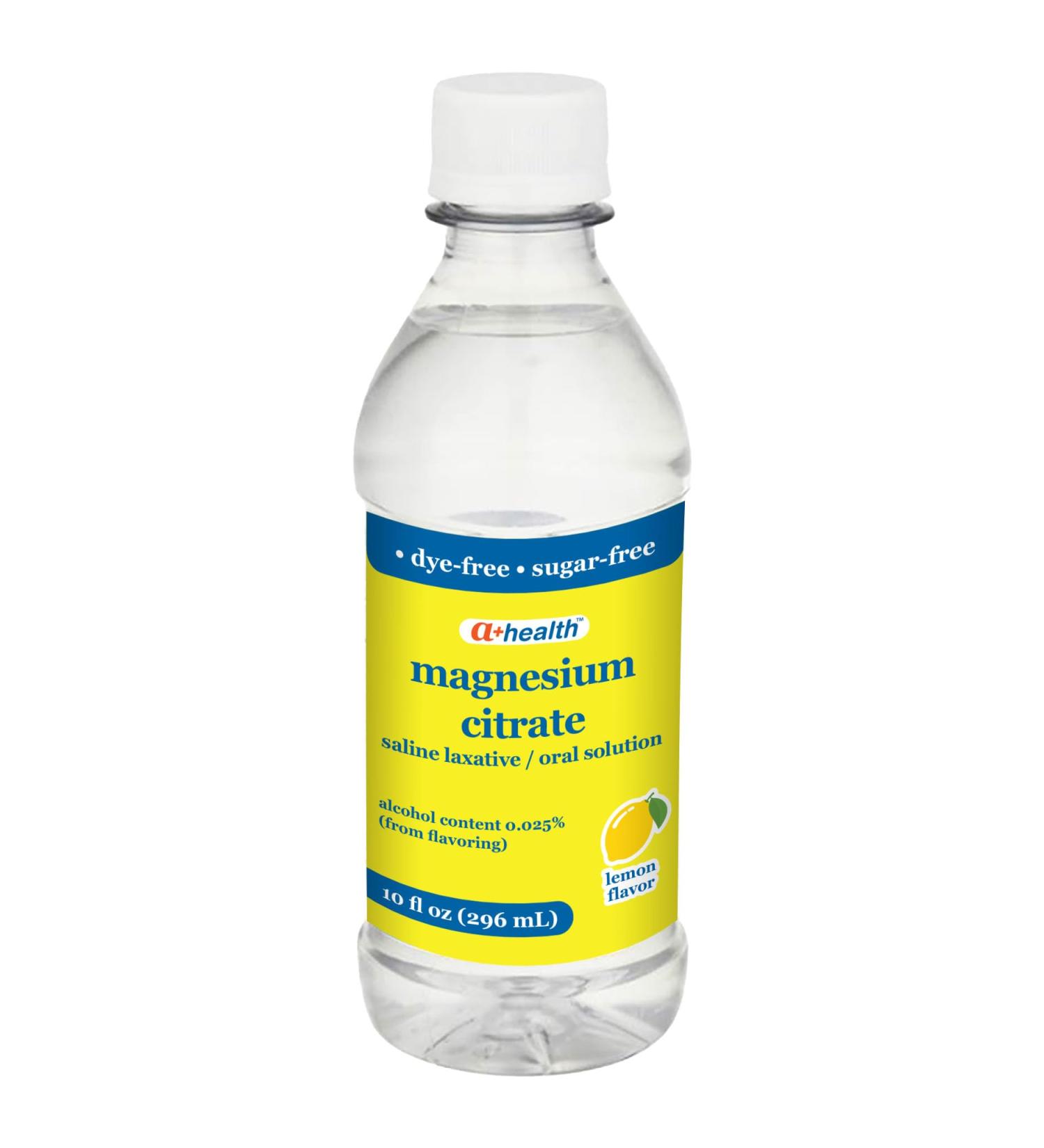 A+Health Magnesium Citrate Oral Solution Saline Laxative Lemon Flavor Made in USA Dye-Free Sugar Free 1 Bottle 10 Fl Oz - Buy Online on GoSupps.com