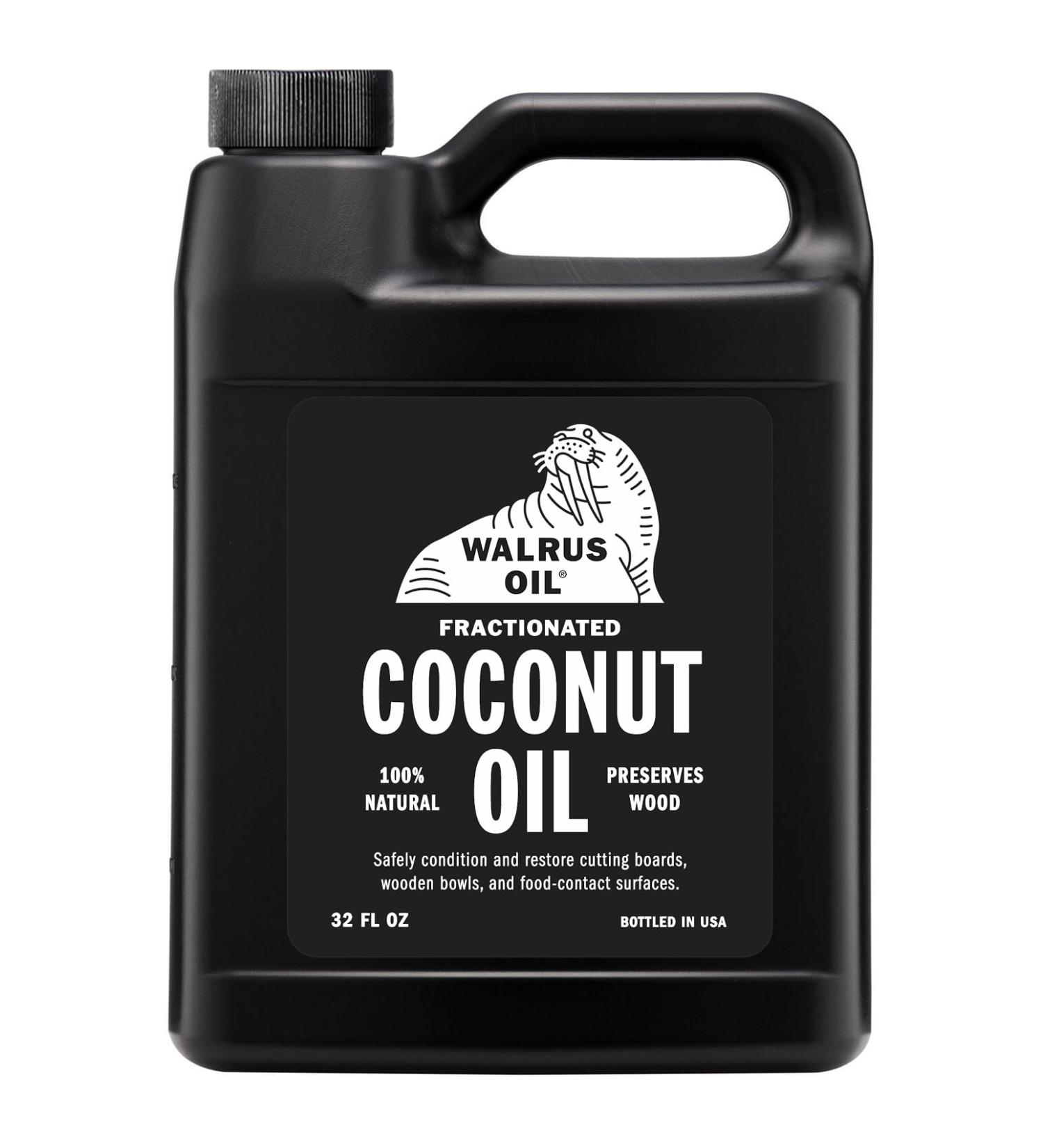 WALRUS OIL - 100% Pure Coconut Oil Wood Finish Conditioner and Cutting Board Oil 100% Food-Contact Safe Fractionated MCT 32oz Jug