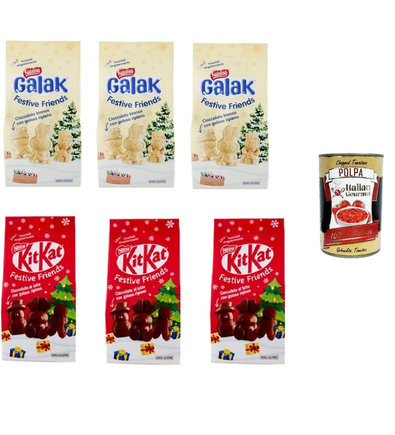  Italian Gourmet E.R. Nestl KitKat Festive Friends White Chocolate and Cereal Figurines (3 pieces) - 147g bag + 400g Italian Gourmet Pulpa - Buy Online on GoSupps.com
