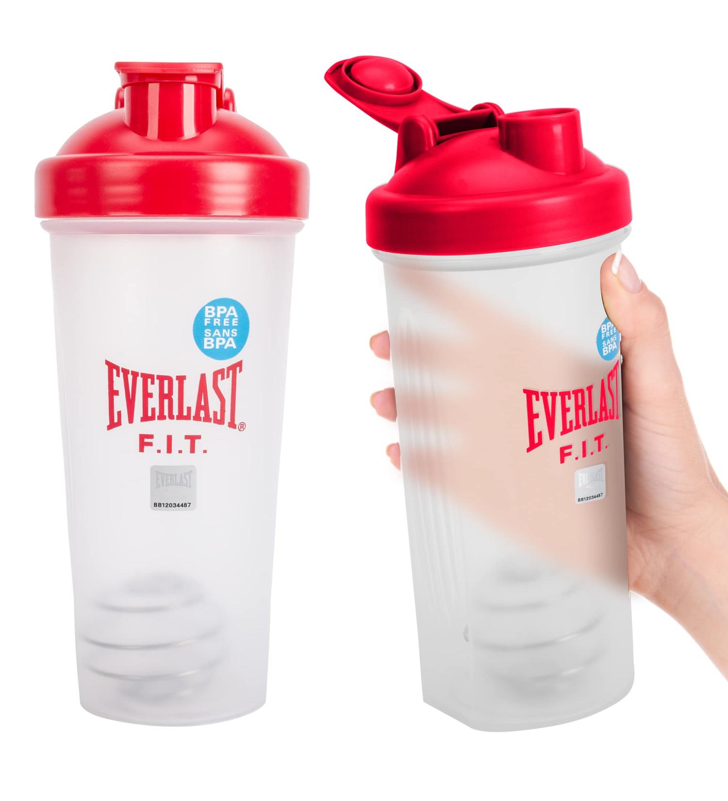 Everlast FIT 600ML Shaker Bottle - Leak Proof - Shaker Bottle with Spiral Whisk Blender Ball BPA/DEHP-Free Easy to Clean Perfect for Mixing Protein shakes. (RED) - Buy Online on GoSupps.com