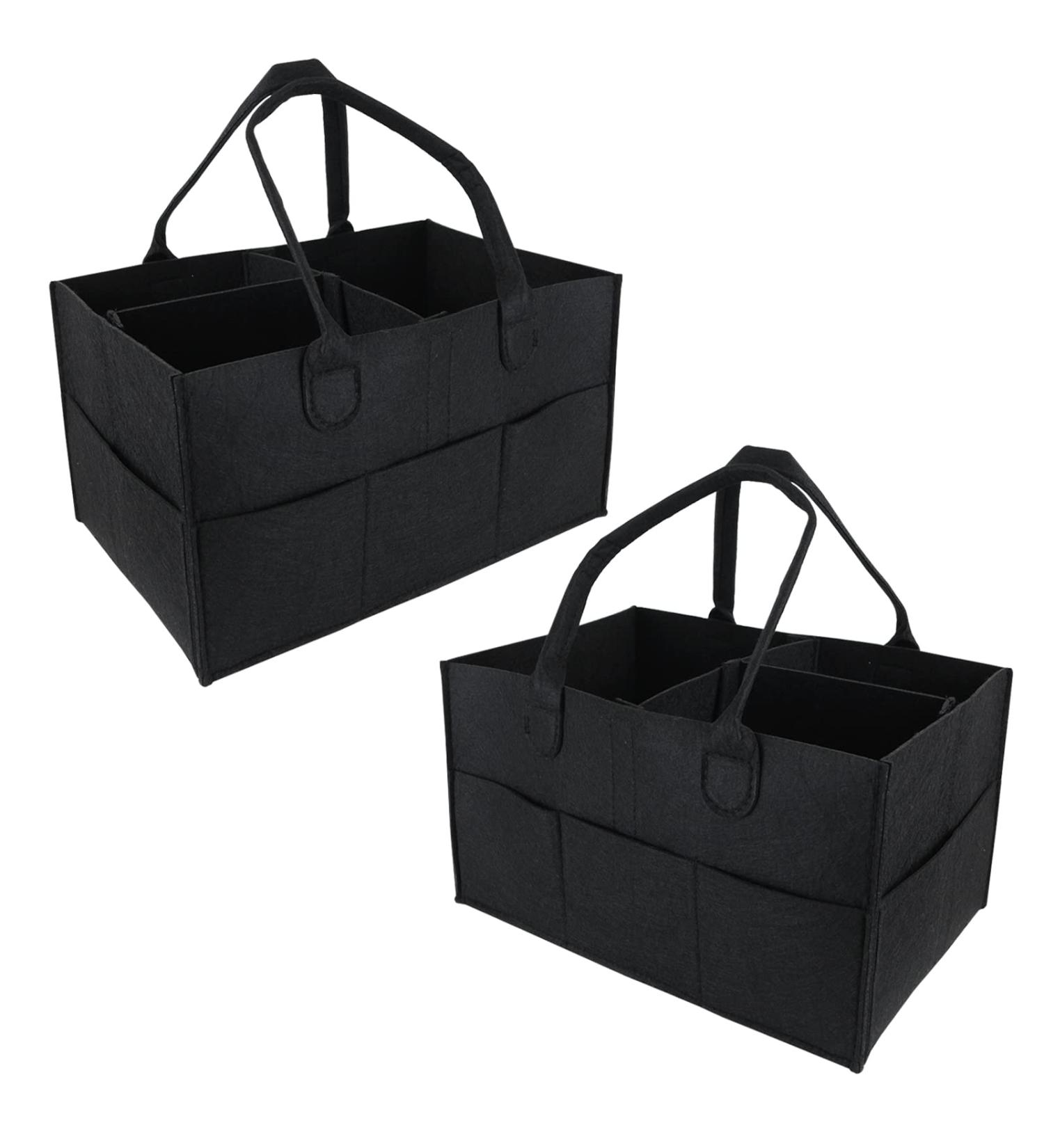 Twoyu 2Pack Baby Diaper Bag Caddy - Portable Organizer with Water Bottle Holder - Travel Handle Bag (Black) - Buy Online on GoSupps.com