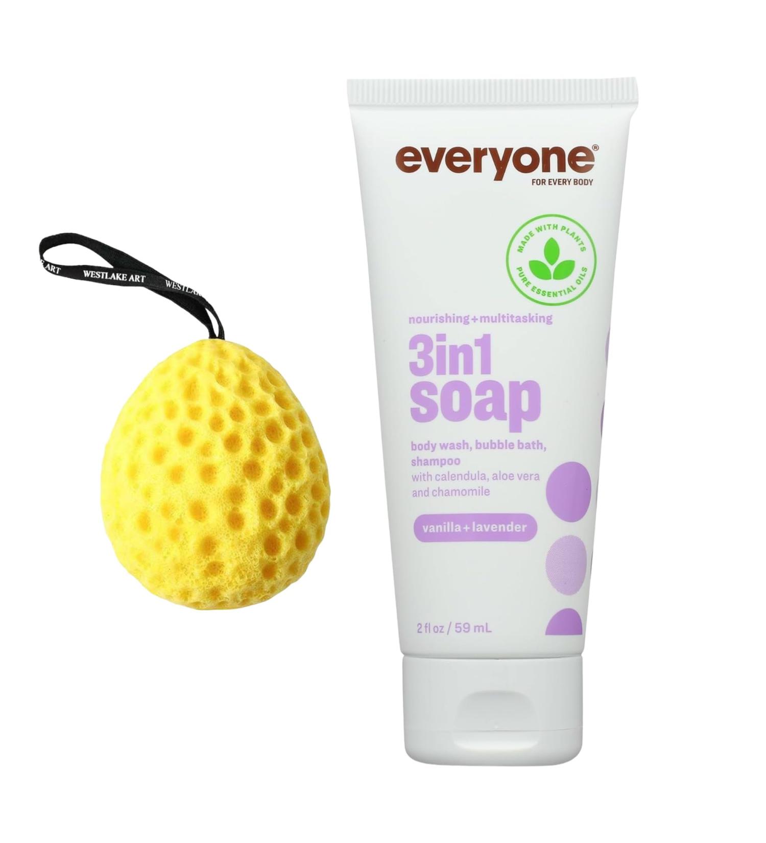 Vanilla Body Wash | 3-in-1 Travel Size Soap Shampoo & Bubble Bath | Calming Lavender Infused | Gentle Cleansers with Bath Sponge | Versatile Cleansing | Ideal for All Skin Types - Buy Online on GoSupps.com