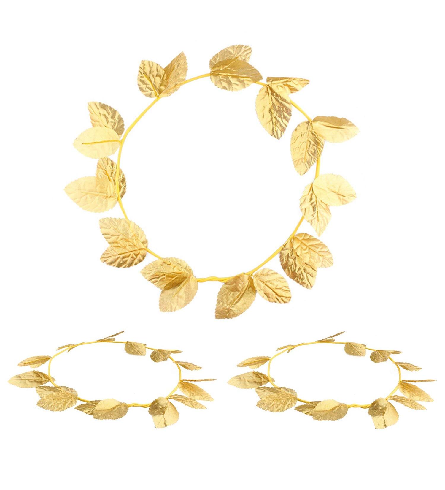 3 Pieces Roman Head Wreath Gold Leaf Crown Headpieces Roman Leaf Headdress for Cosplay Role Playing Masquerade Accessories - Buy Online on GoSupps.com