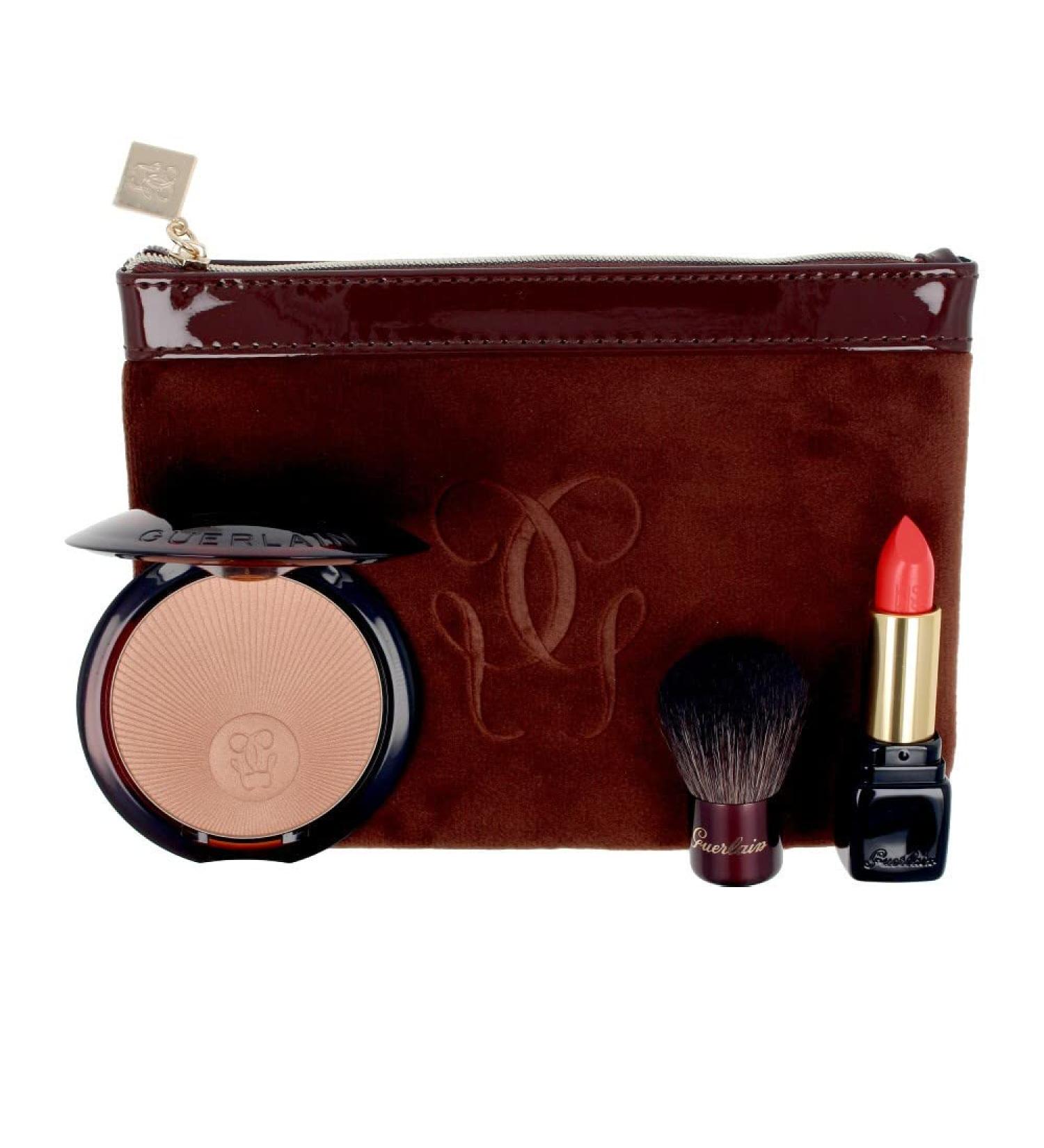 Guerlain Terracotta 3 Piece Set (344 Sexy Coral 0.12 Oz+ 20 Nude Bronzer 0.3 Oz + Mini Brush + Bag)