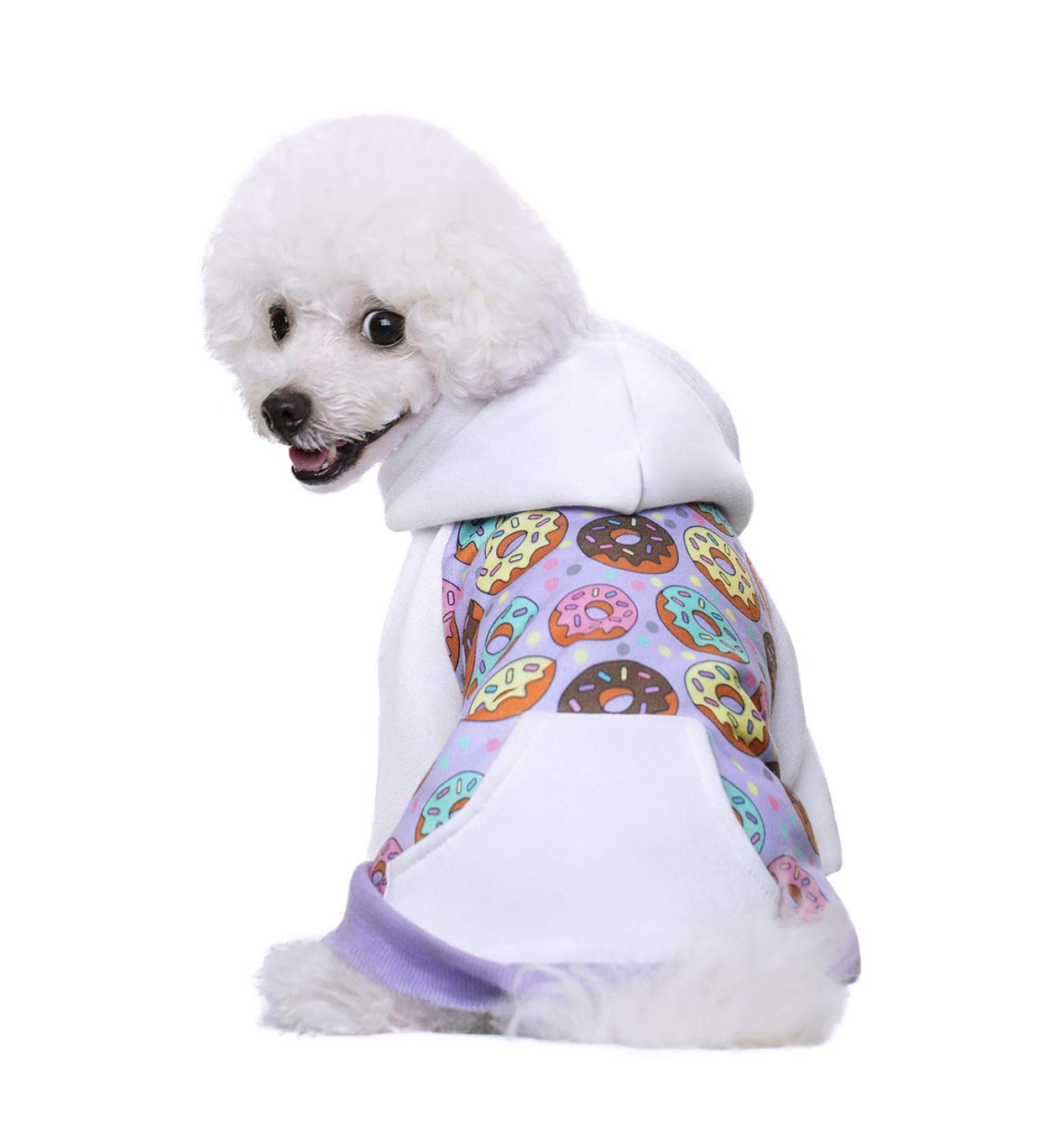 Miaododo Dog Hooded Sweater - Warm Chihuahua Clothing for Small & Medium Pets | Violet with Real Bag (L) - Buy Online on GoSupps.com