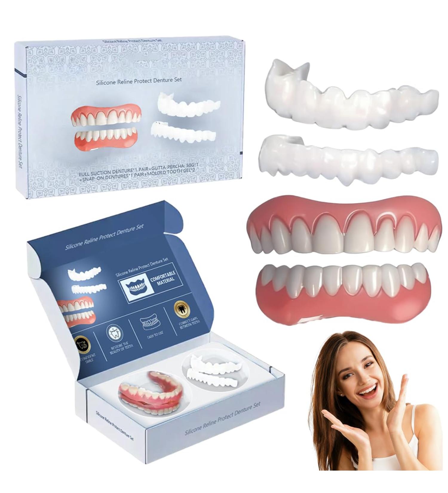 VRYNDH Cosmetic dental facets 2 pairs teeth whitening temporary dental prosthesis safe and comfortable instant smile with heatadhesive beads for temporary repair of dental problems - Buy Online on GoSupps.com