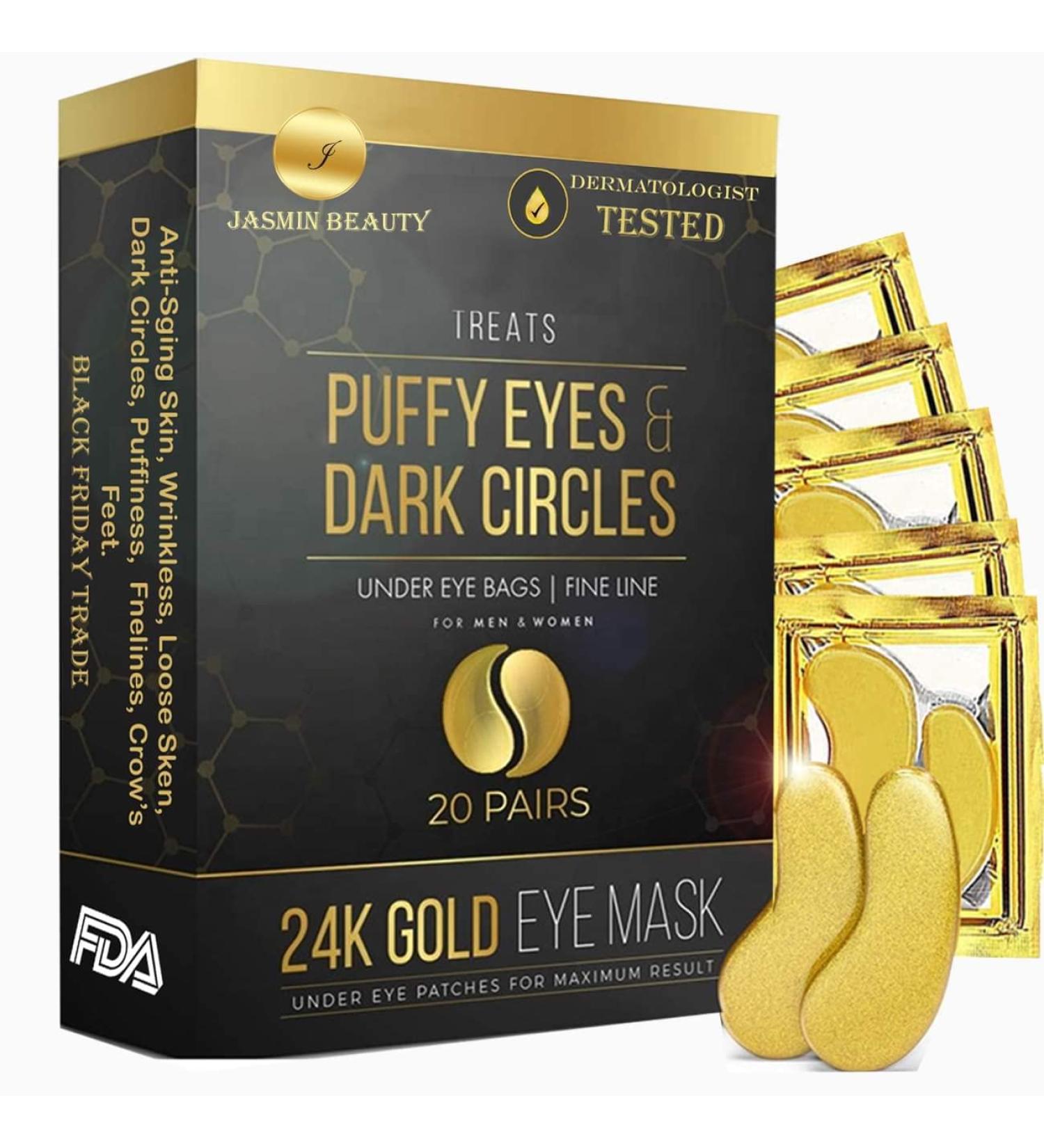 24K Gold Eye Mask - 20 Pairs | Reduce Puffy Eyes, Dark Circles & Wrinkles | Revitalize Skin - Buy Online on GoSupps.com