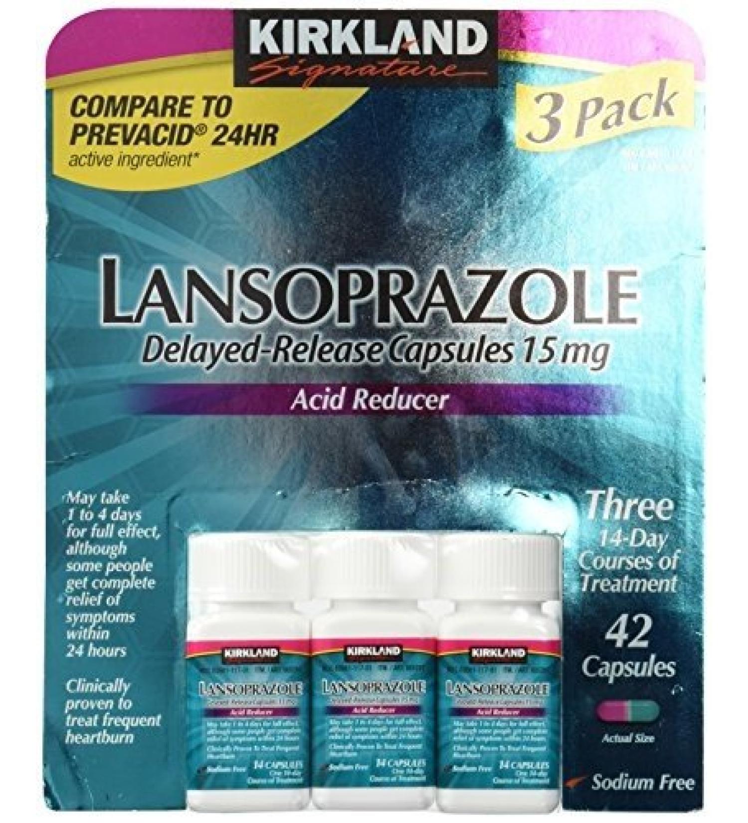 Kirkland Signature Lansoprazole 15 Mg Delayed Release Capsule 14 Capsule Bottles 3 Ct TEJ