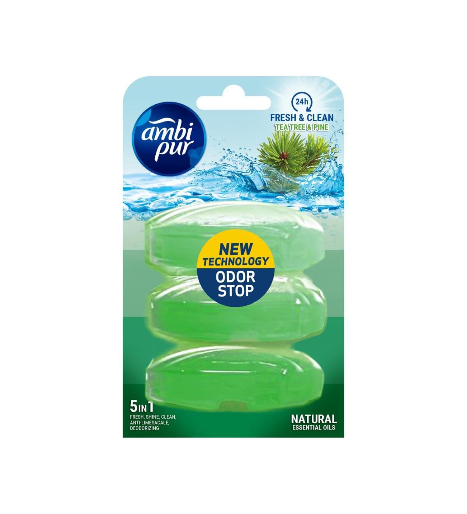 Ambi Pur Fresh & Clean Toilet Block Refill - Tea Tree & Pine - 3 x 55 ML | International Shipping Available - Buy Online on GoSupps.com