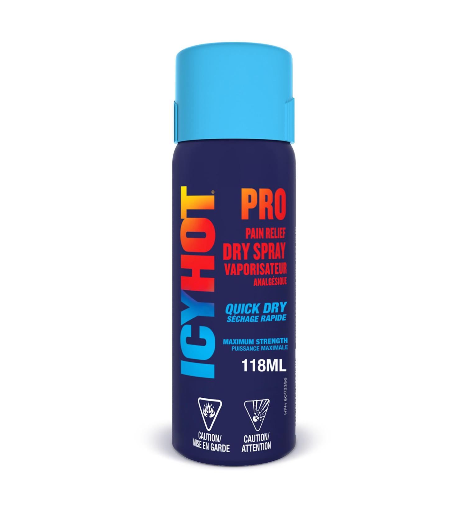 Icy Hot Pro Pain Relief Spray Fast-Acting Dry Spray for Minor Aches and Pains of Muscles and Joints Associated with Arthritis Simple Backache Strains and Sprains Menthol 16% Camphor 11% 118ml - Buy Online on GoSupps.com