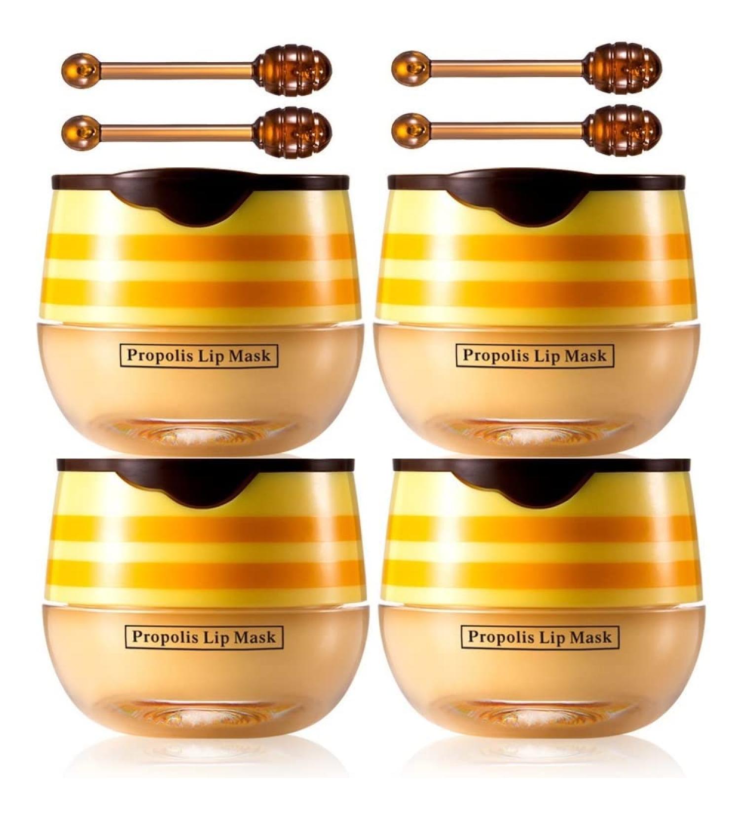 4 Pcs Lip Balm Honey Pot Honey Moisturizing Lip Mask Reduces Lip Lines Prevention Dry and Cracked Lip Scrubs Exfoliator. - Buy Online on GoSupps.com