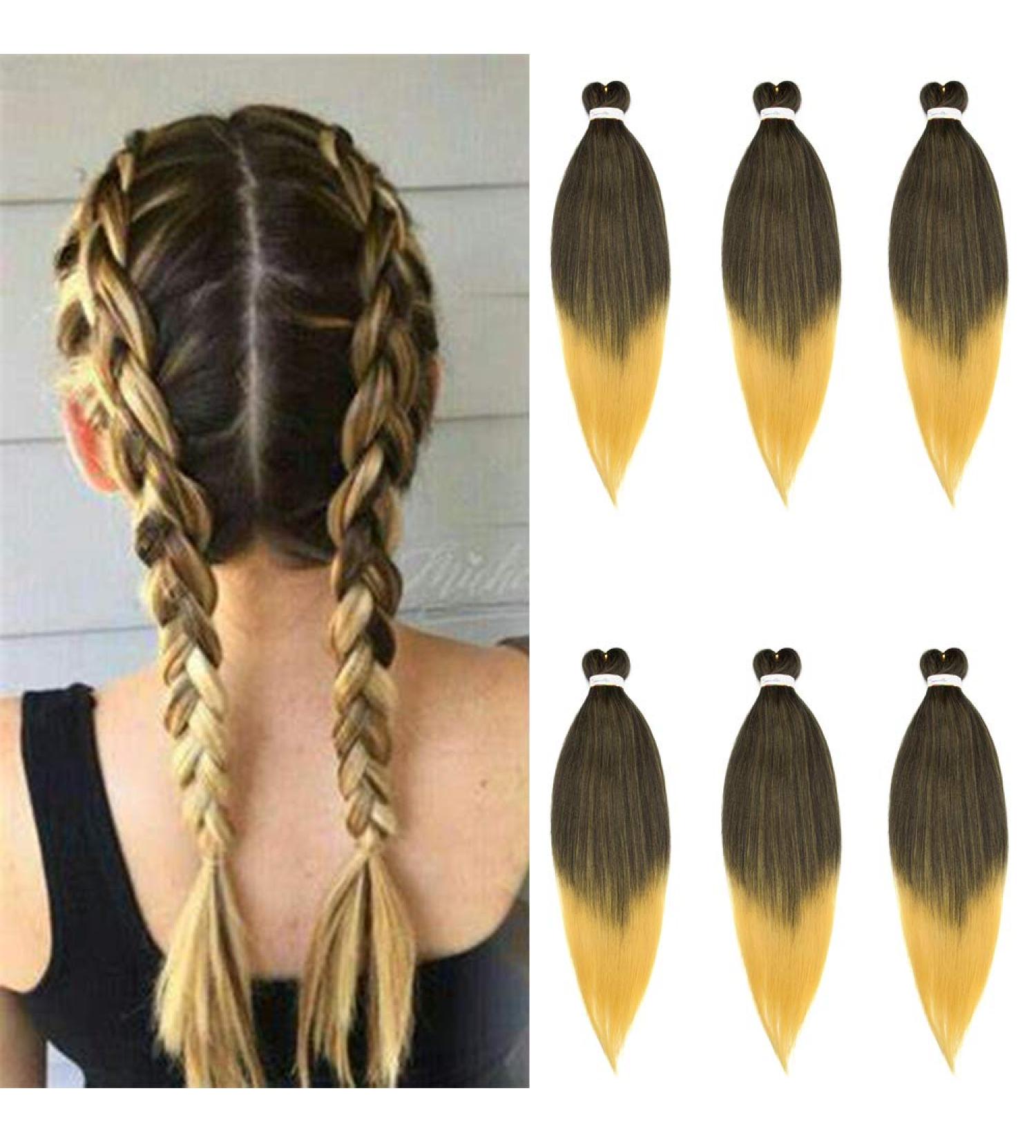 Buy SEGO 6 Packs EZ Braids Hair Extensions | 26 Inch Kanekalon Synthetic Crochet Hair - Natural Black & Yellow Brown - Buy Online on GoSupps.com