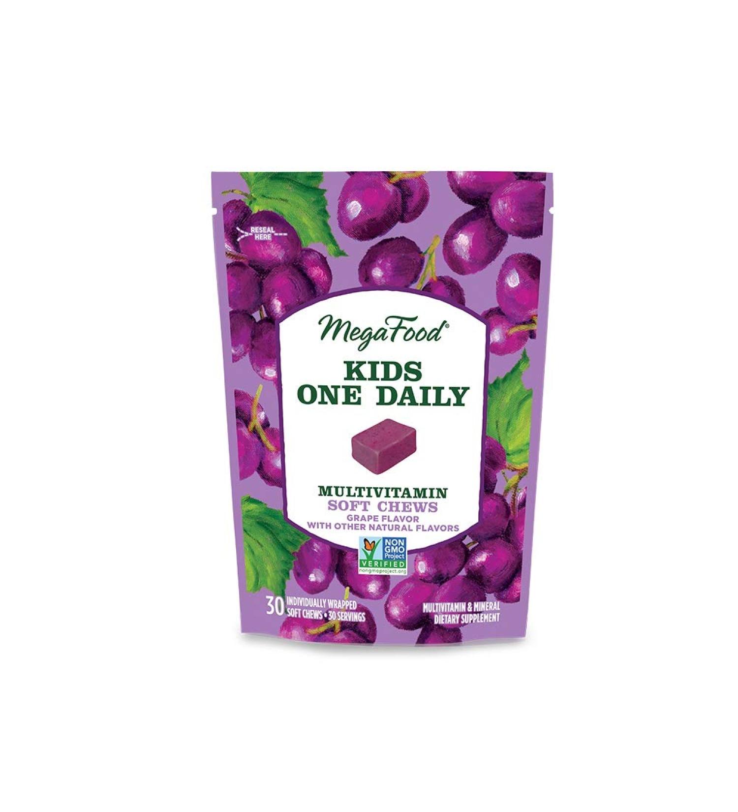 Buy MegaFood Kids Multivitamin Soft Chews Grape â€“ 30 Individually Wrapped Chews for Kids' Health - Buy Online on GoSupps.com