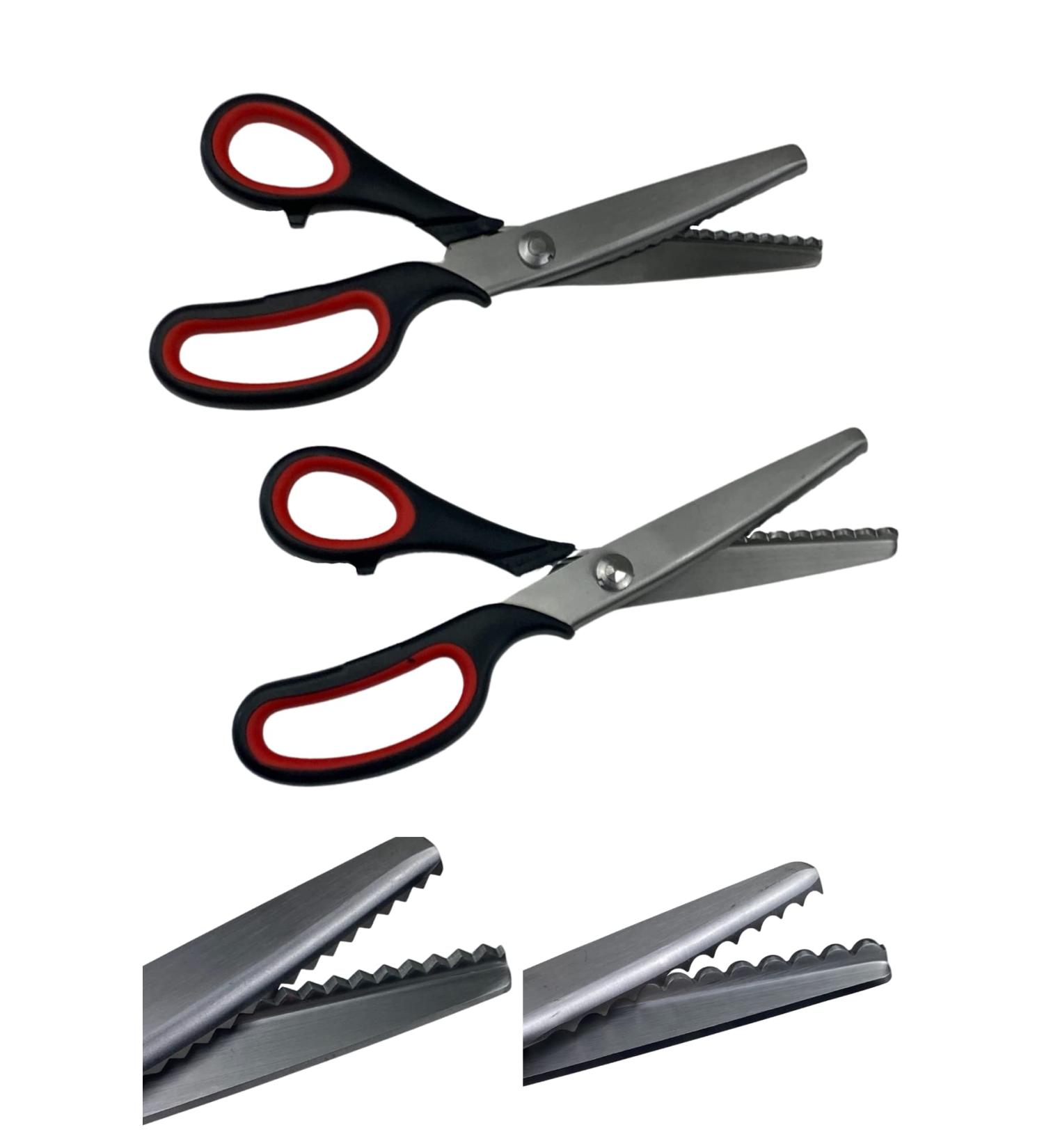 LIZARA Professional Heavy Duty Pinking Shears Scissors for Fabric - Pack of Zig Zag and Scalloped Pattern Scissors | Tailor's Pinking Shears for Precision Fabric Cutting - Buy Online on GoSupps.com
