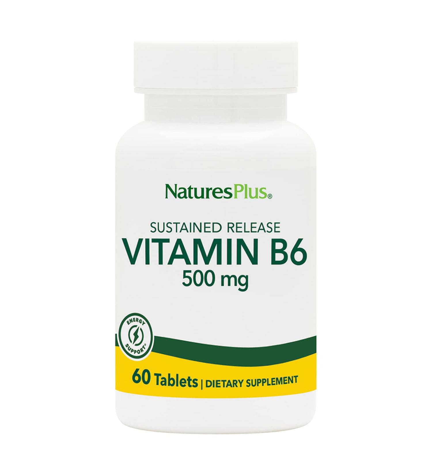 Nature's Plus Vitamin B6 500mg - Sustained Release, 60 Tablets for Energy & Health - Buy Online on GoSupps.com