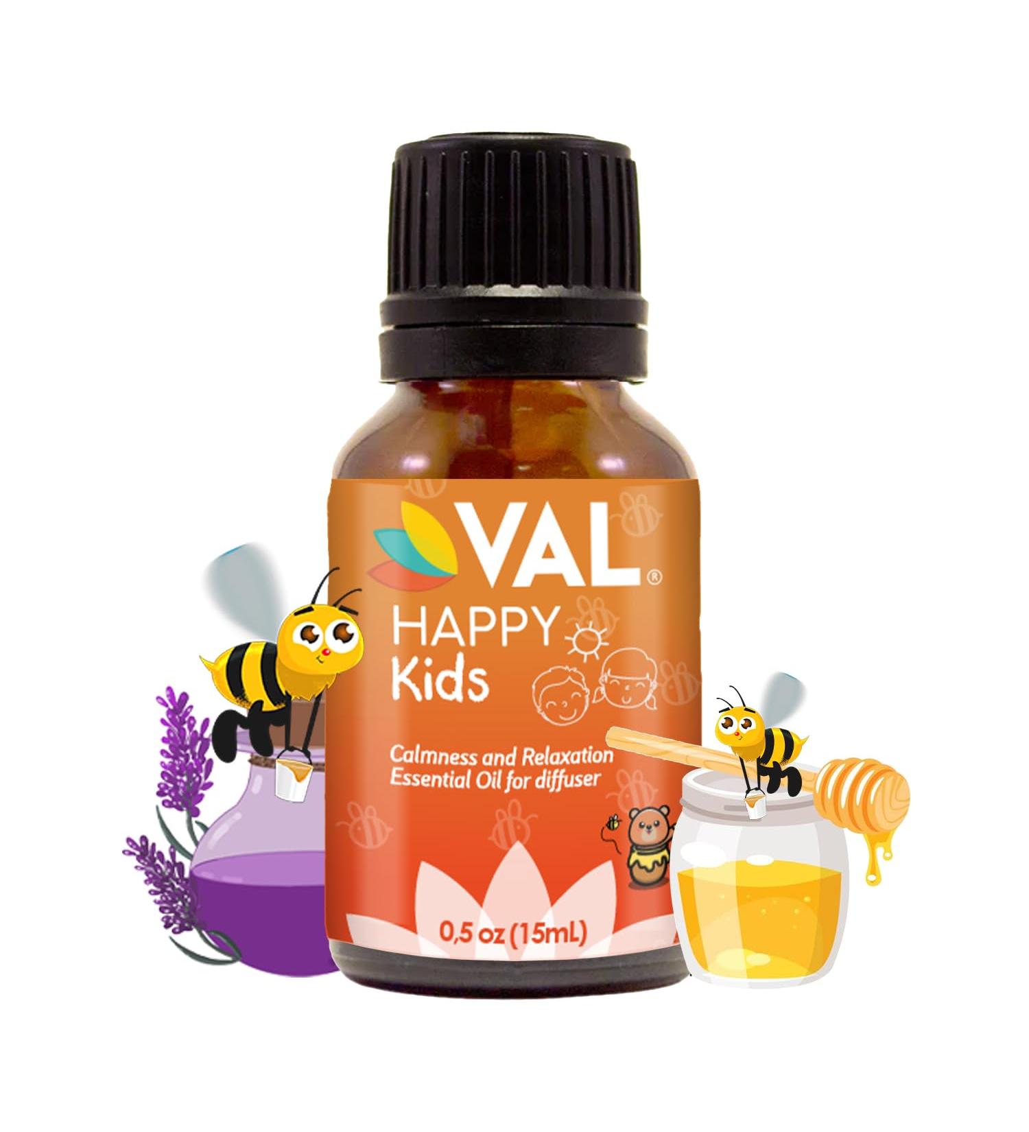 VAL Happy Kids Calmness & Relaxation Essential Oil Blend - Kid Safe Aromatherapy for Diffusers | 0.5 oz (15 ml) - International Shipping Available - Buy Online on GoSupps.com