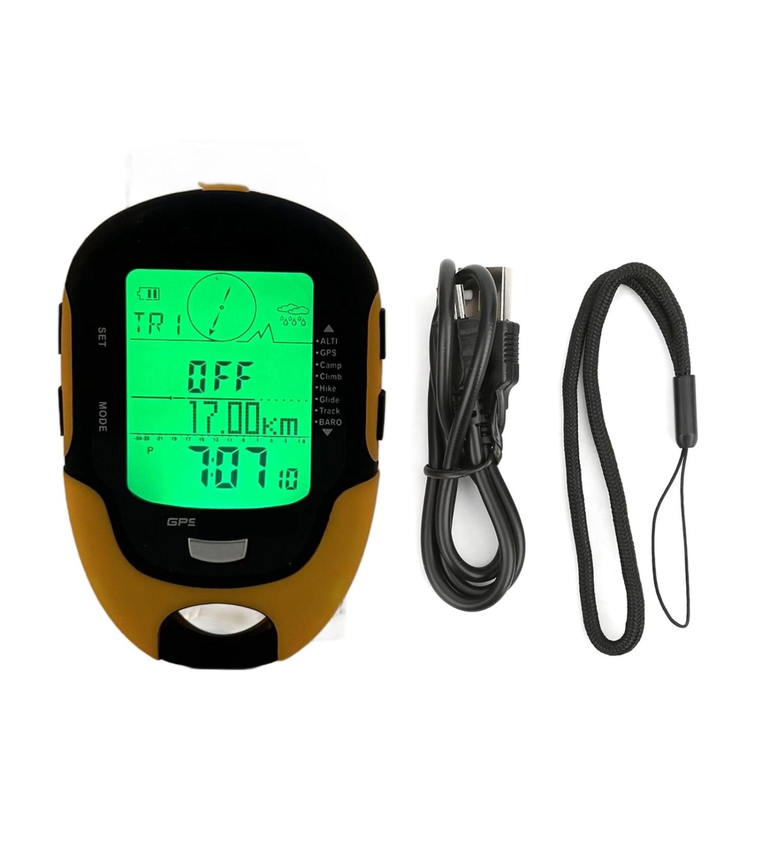 Drfeify GPS altitude meter with compass equipped with an electronic 16-azimut compass time date alarm clock flashlight function temperature and air humidity recordings