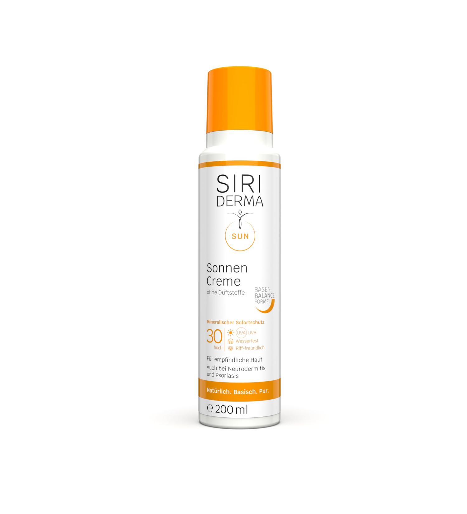  SIRIDERMA SIRIDERMA Sunscreen SPF30 - Immediate mineral protection for sensitive skin - Basic natural and highly tolerated - Nanoparticle-free (fragrance-free) - 200 ml - Buy Online on GoSupps.com