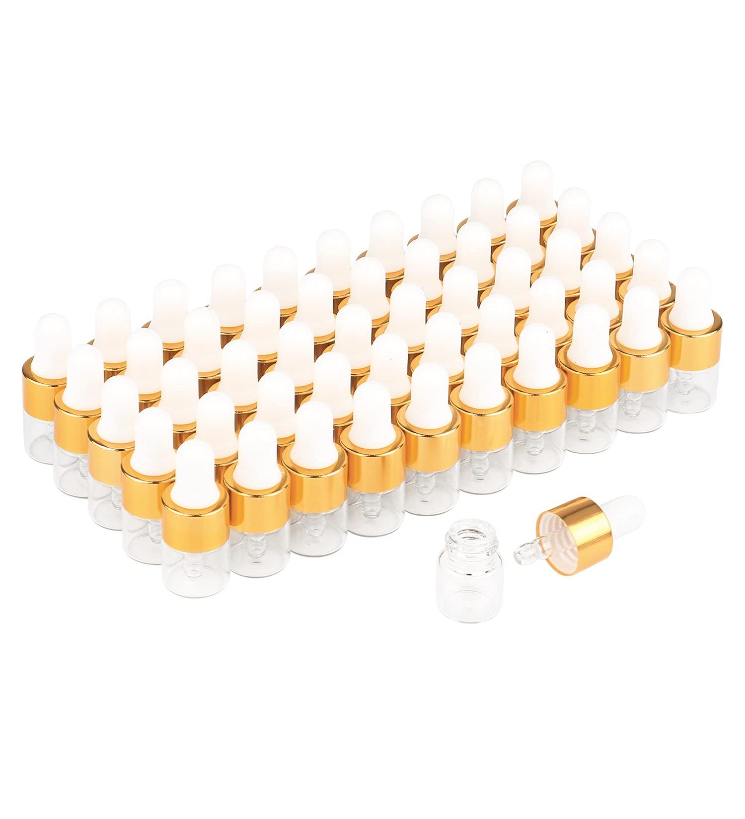 Wresty 50 Pcs 1ml Clear Glass Dropper Vials for Essential Oils with 2 Pcs Droppers - Travel Size Mini Bottles for Perfume and Cosmetics - Buy Online on GoSupps.com