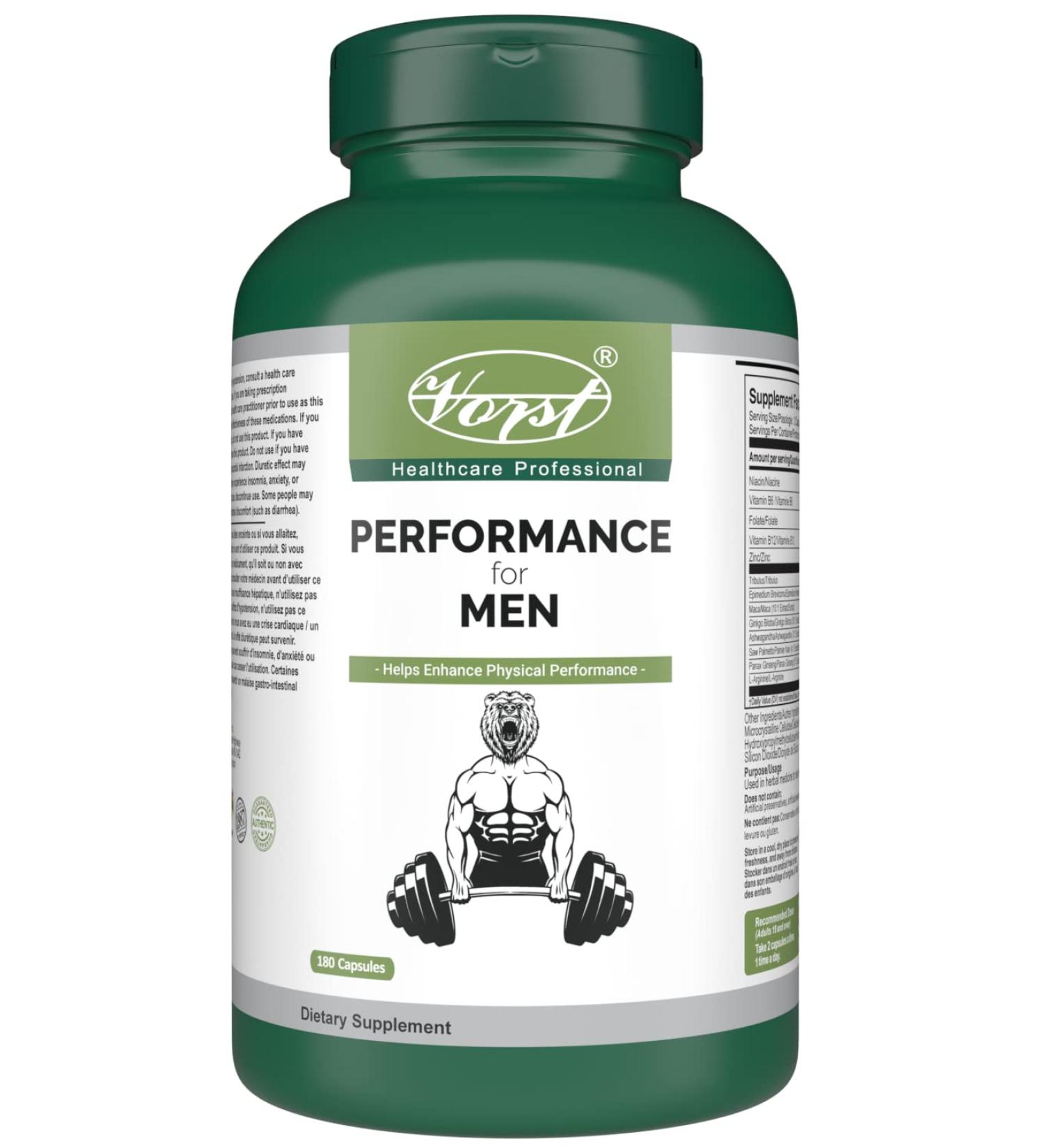 VORST Performance for Men 180 Capsules | Made With Tribulus Ginseng Maca Ginkgo Biloba Ashwagandha & Saw Palmetto | Pre Workout Supplement For Natural Stamina Booster Pills Caffeine Free Better Than Powder | 1 Bottle 180 count (Pack of 1) - Buy Online on GoSupps.com