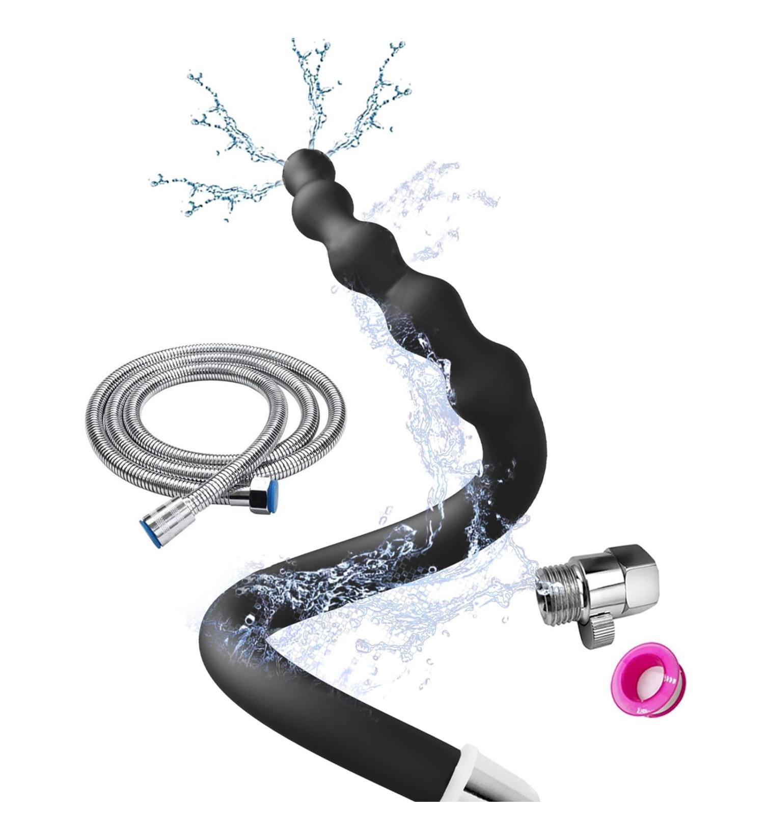 Shower Enema Douche Nozzles - 4 Holes Silicone Attachments for Comfortable Use | Reusable Enema Hose with On/Off Valve - Buy Online on GoSupps.com