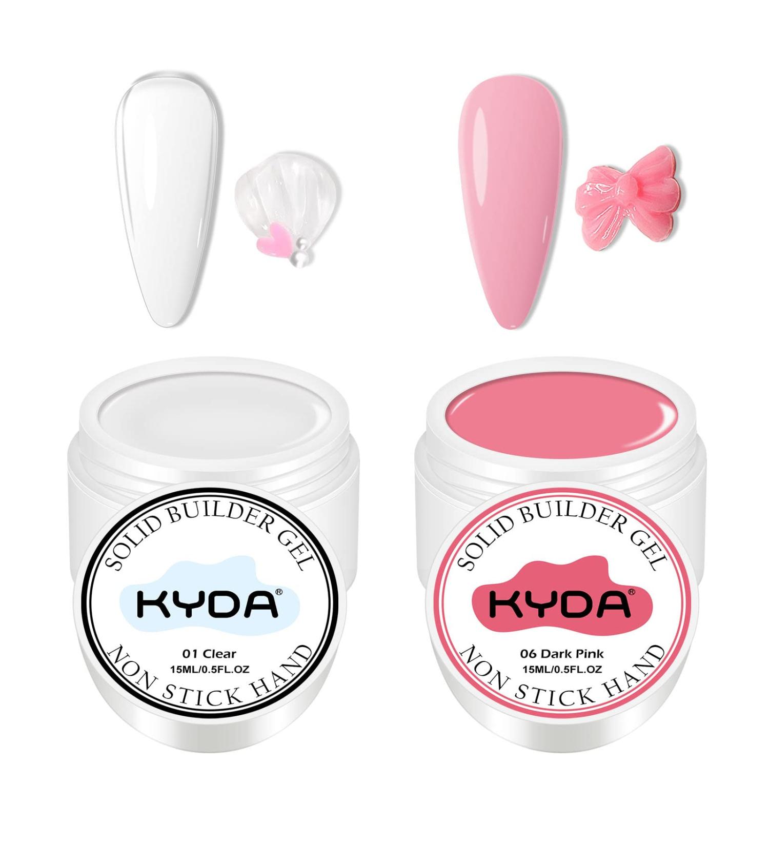 KYDA 2 Colors Nail Extension Solid Builder Gel Solid Non-stick Extension Gel for Nails Hard Builder Gel for Nail Art Design Premium Color Extend Gel for Beginners Nails(Clear and Dark Pink) - Buy Online on GoSupps.com