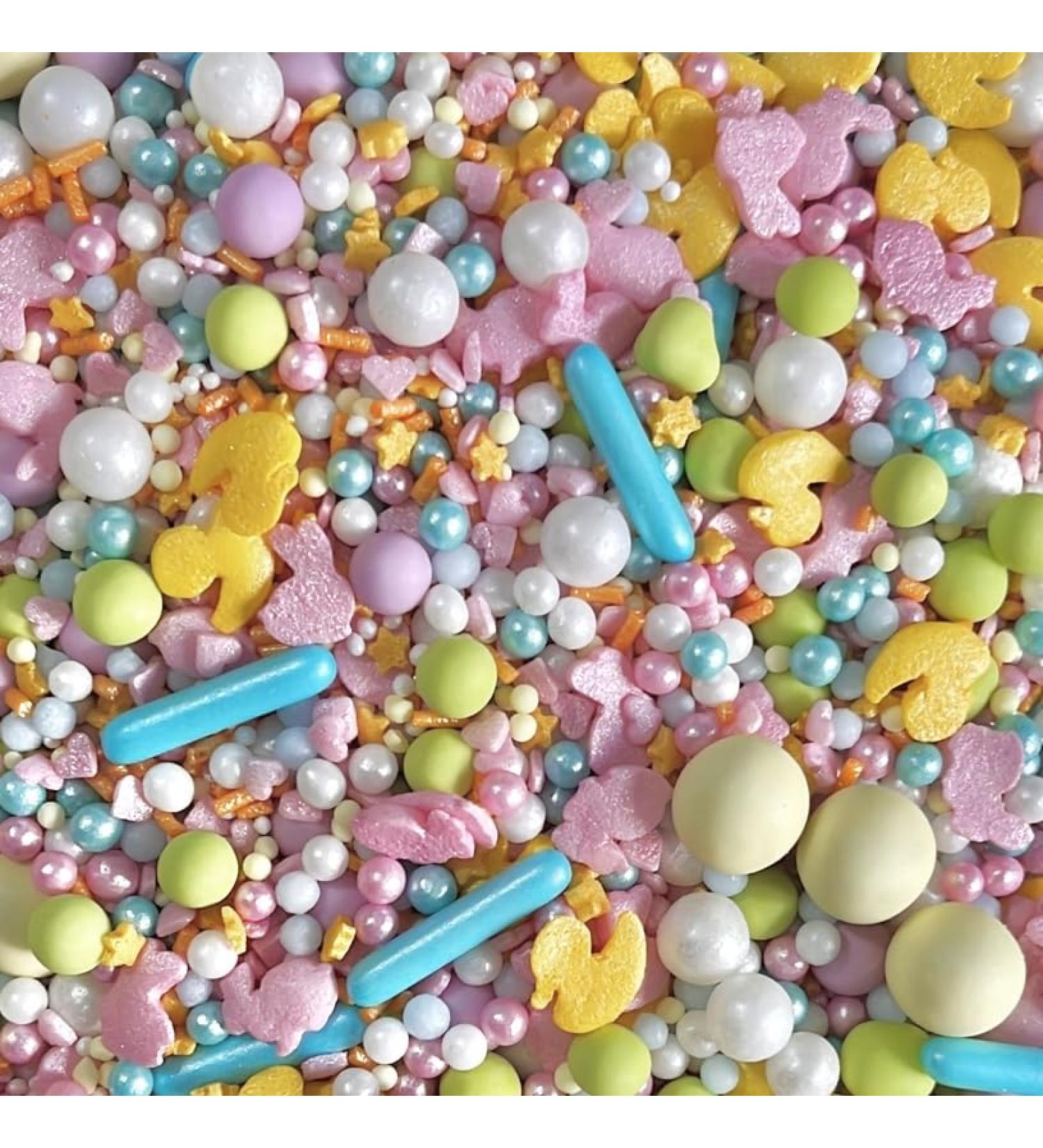 Easter sprinkles for cakes cupcake edible toppers sprinkle mix blend lilac pink yellow bunny pearls party decoration baking biscuits cake topper balls chocolate balls HOPPY EASTER - Buy Online on GoSupps.com