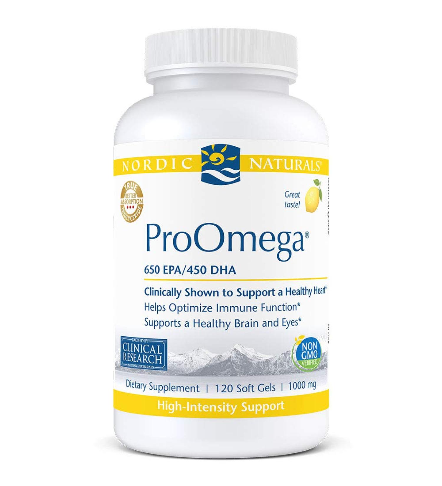 Nordic Naturals ProOmega Lemon 1000 mg - 120 Soft Gels | Omega-3 Fish Oil Supplement - Buy Online on GoSupps.com