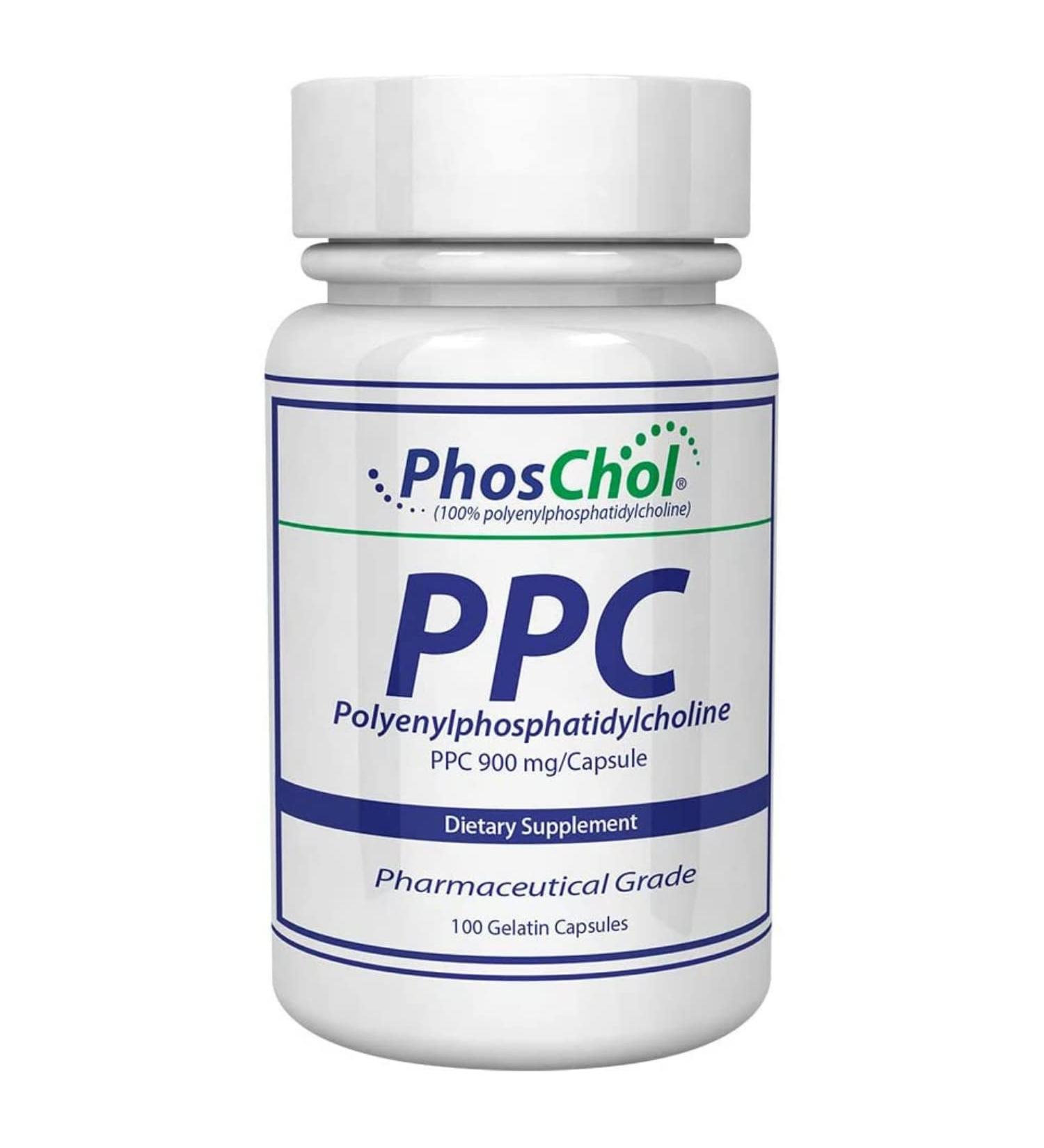Buy PhosChol PPC 900mg - Polyenyl PhosphatidylCholine Choline Supplement | 100 Gelatin Capsules | International Shipping Available - Buy Online on GoSupps.com