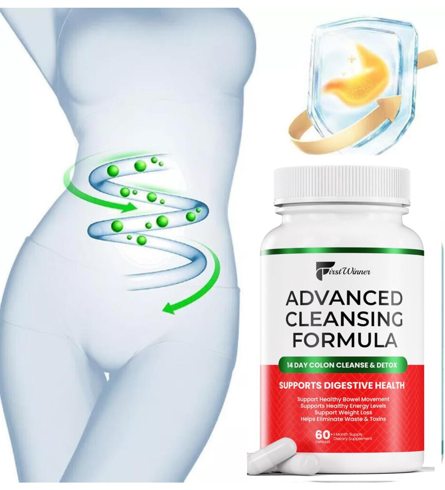 14 Day Advanced Gut Cleanse Detox - Non-GMO Colon Cleanse Capsules for Women & Men | Cascara Sagrada Psyllium Husk Senna Leaf - 60 Capsules | USA - Buy Online on GoSupps.com