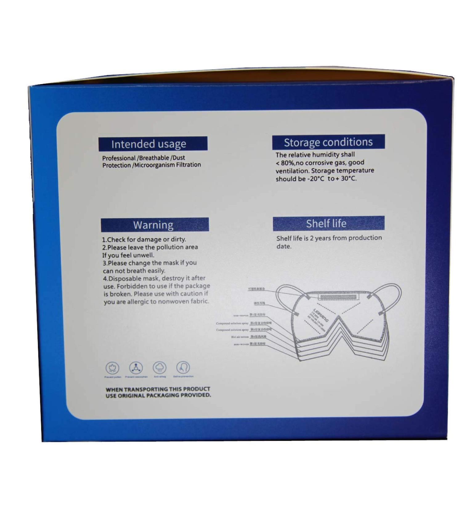 Leikang FFP3 Certified 5-Layer Protective Mask - 20 Pack | High BFE 98% | Dust & Particle Protection - Buy Online on GoSupps.com